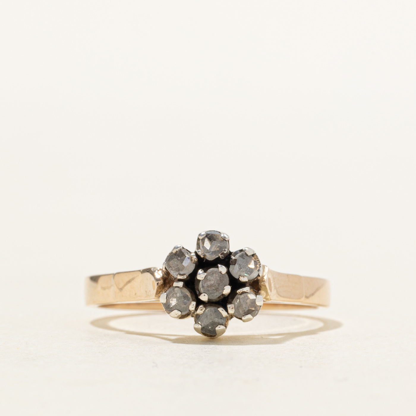 Reworked Antique 14k Rose Cut Diamond Cluster Ring | 0.27ctw | SZ 7