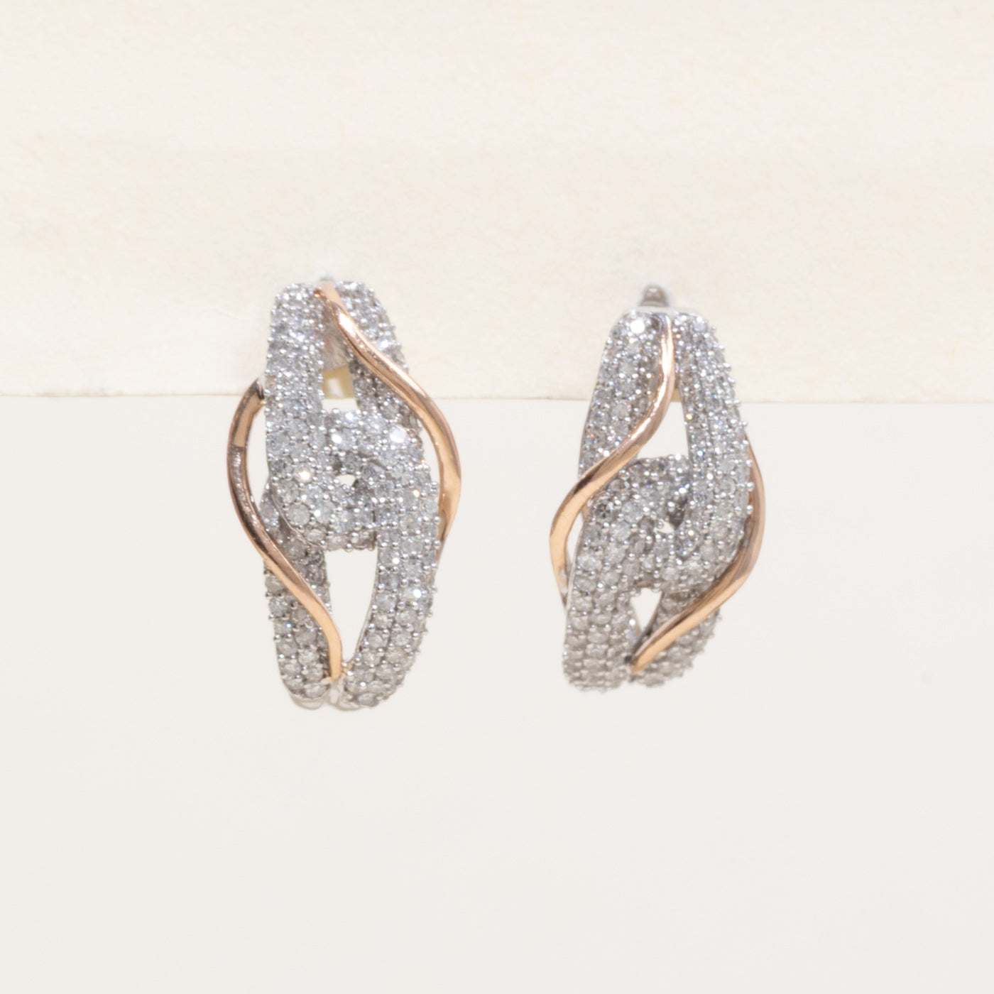 14k Pavé Set Diamond Link Half Hoop Earrings | 0.50ctw