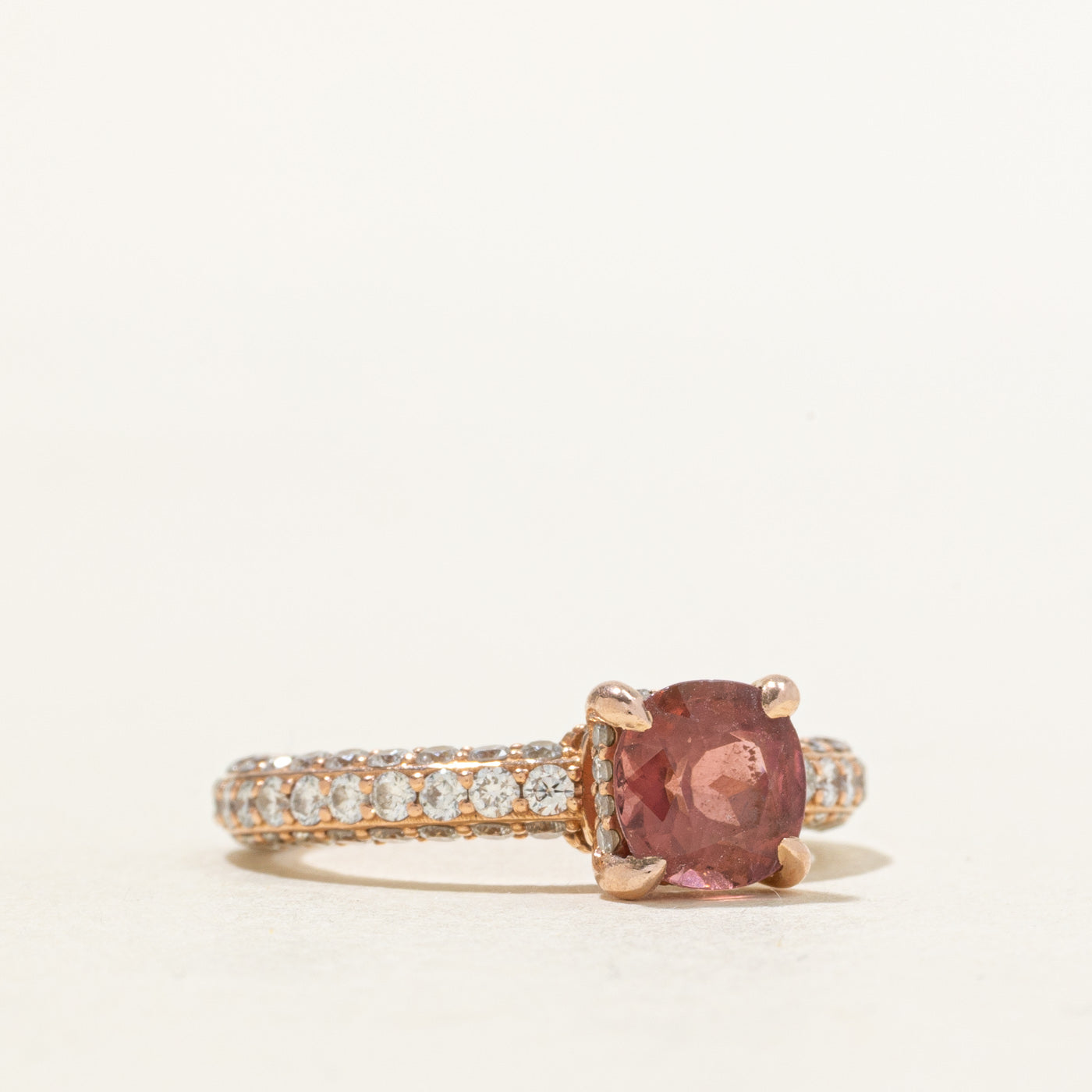 14k Pink Tourmaline & Diamond Accented Ring | 1.38ctw, 1.32ct | SZ 6