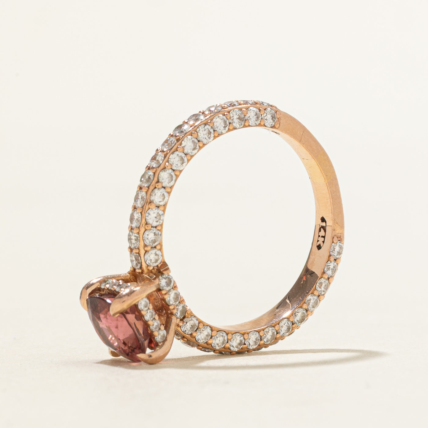 14k Pink Tourmaline & Diamond Accented Ring | 1.38ctw, 1.32ct | SZ 6
