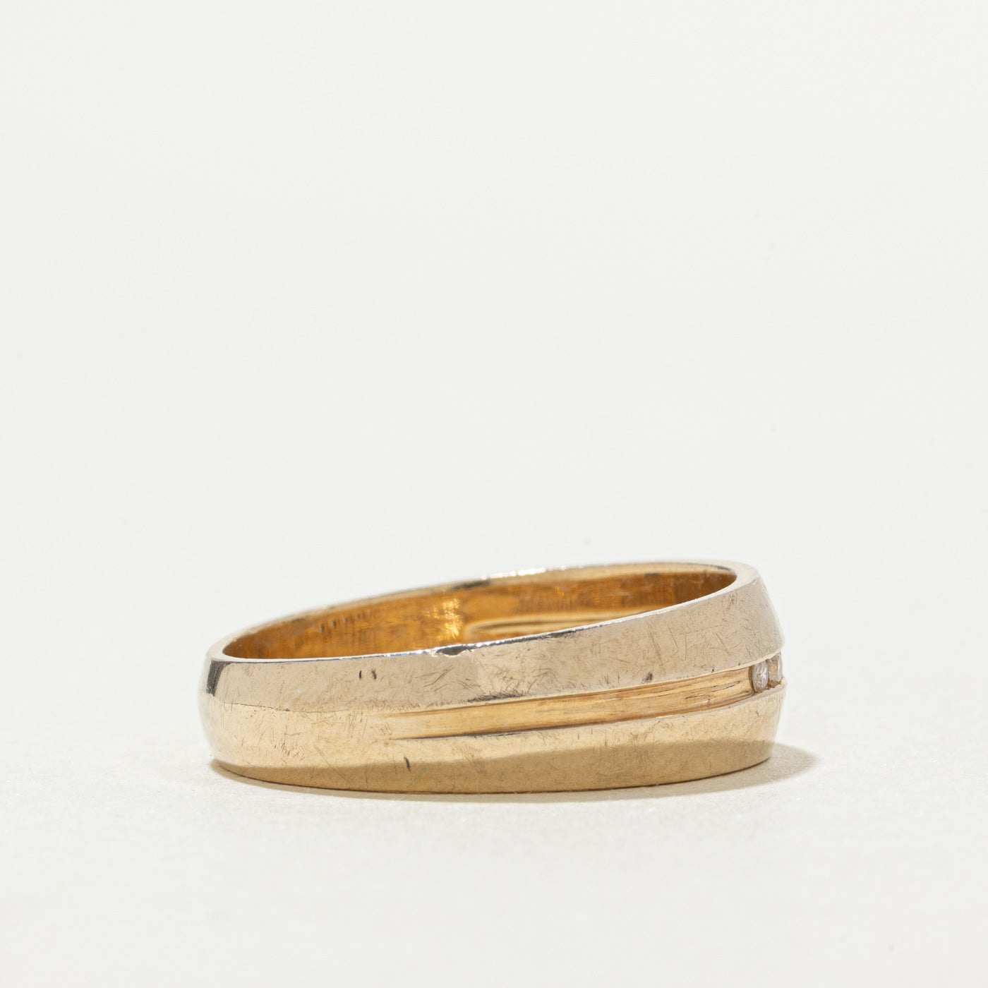 10k Channel Set Diamond Grooved Band | SZ 9.75