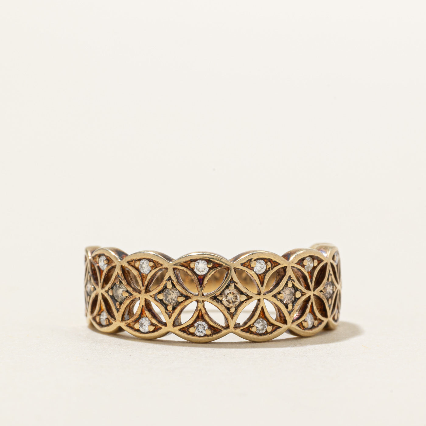 10K Diamond Openwork Pattern Band | SZ 6.75