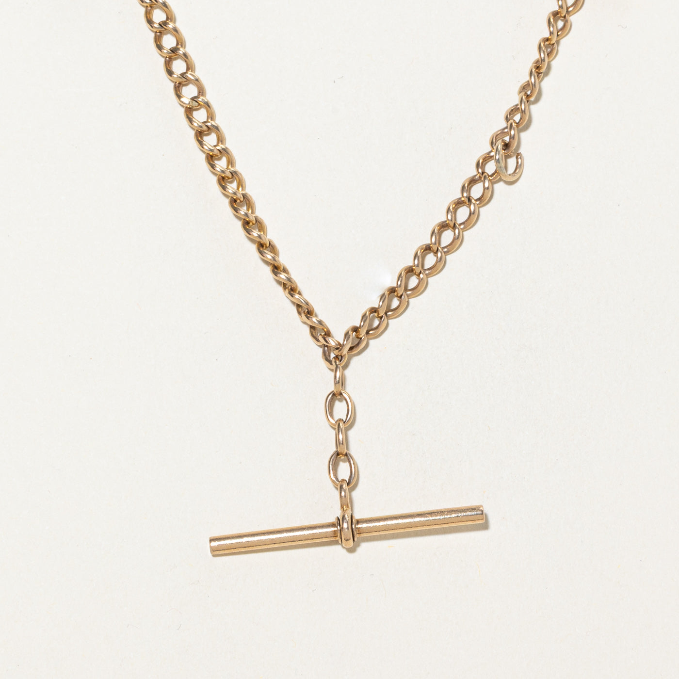 14k Yellow Gold Heart Charm Toggle Watch Chain | 8"
