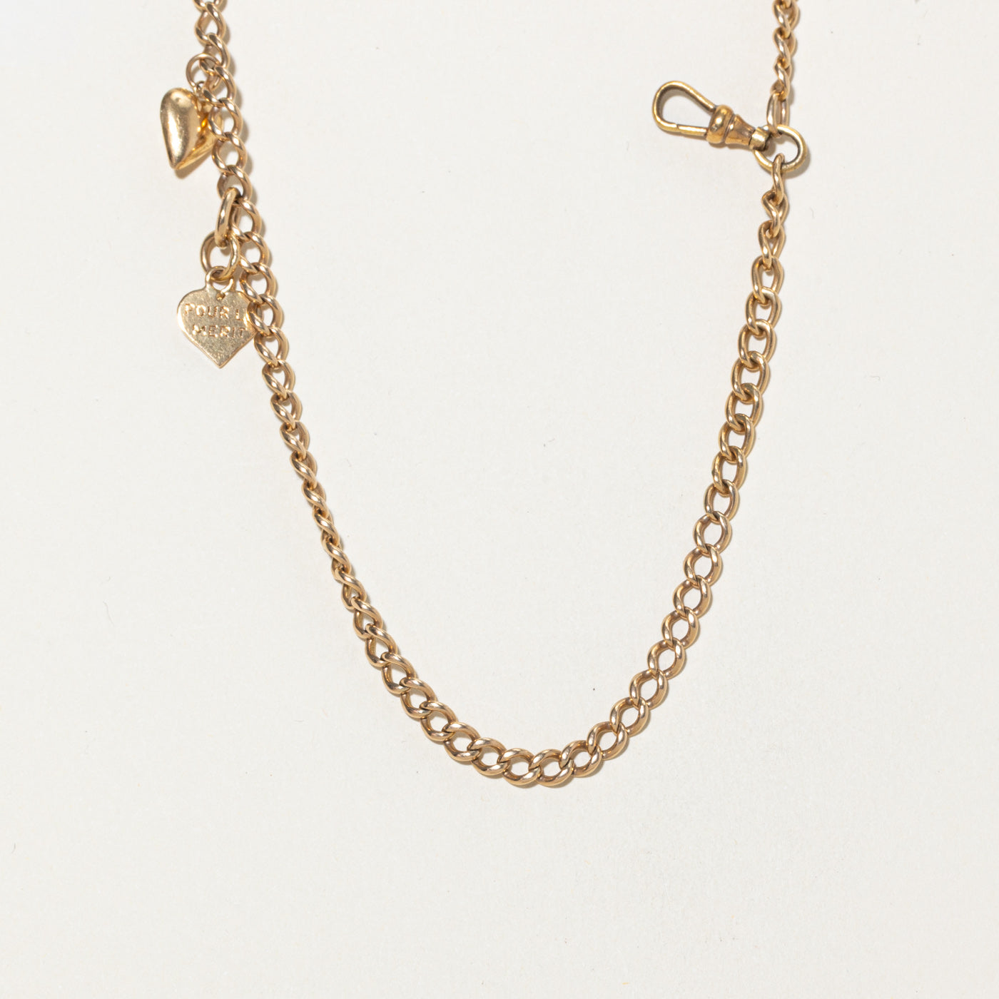 14k Yellow Gold Heart Charm Toggle Watch Chain | 8"