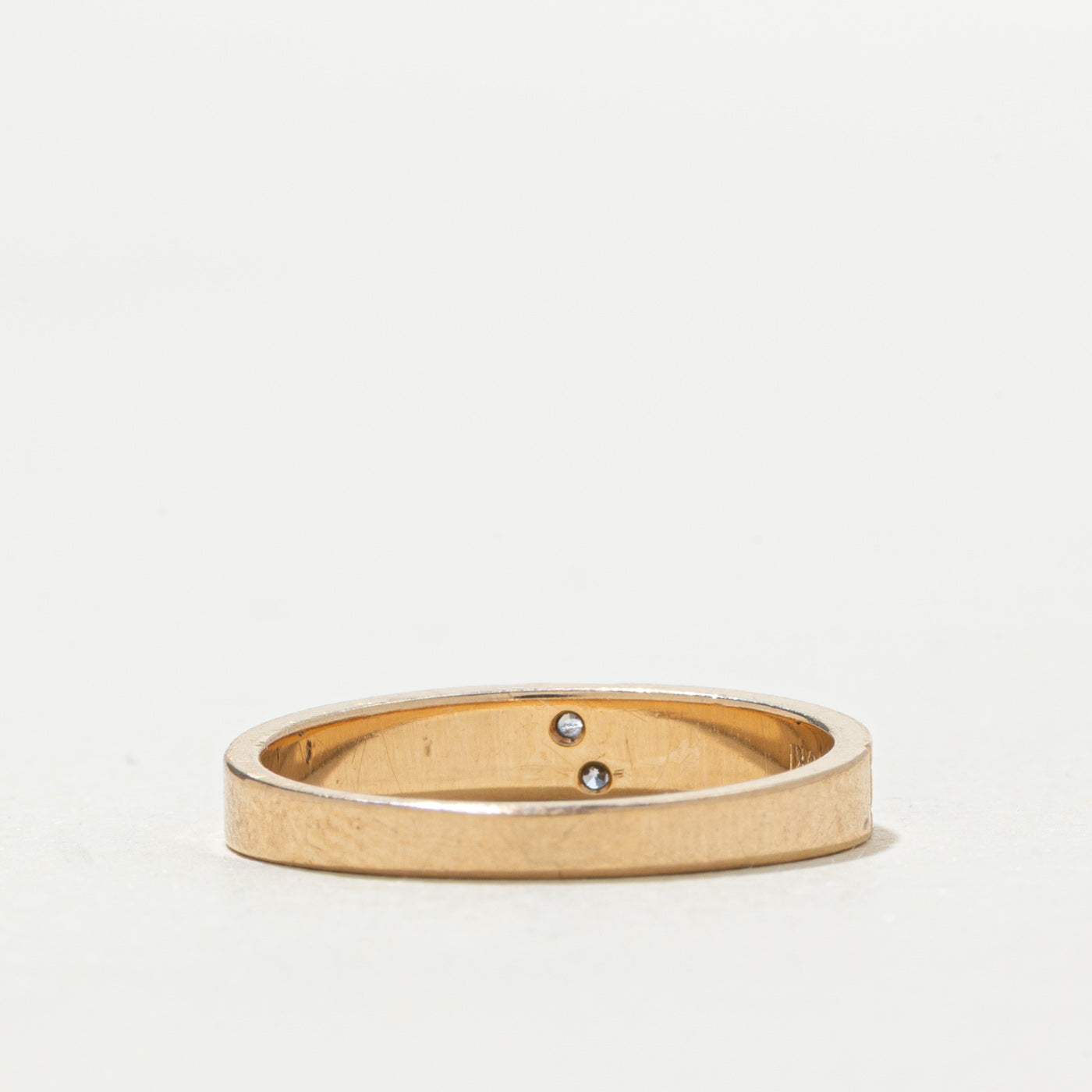 10k Two Stone Diamond Grooved Band | SZ 6