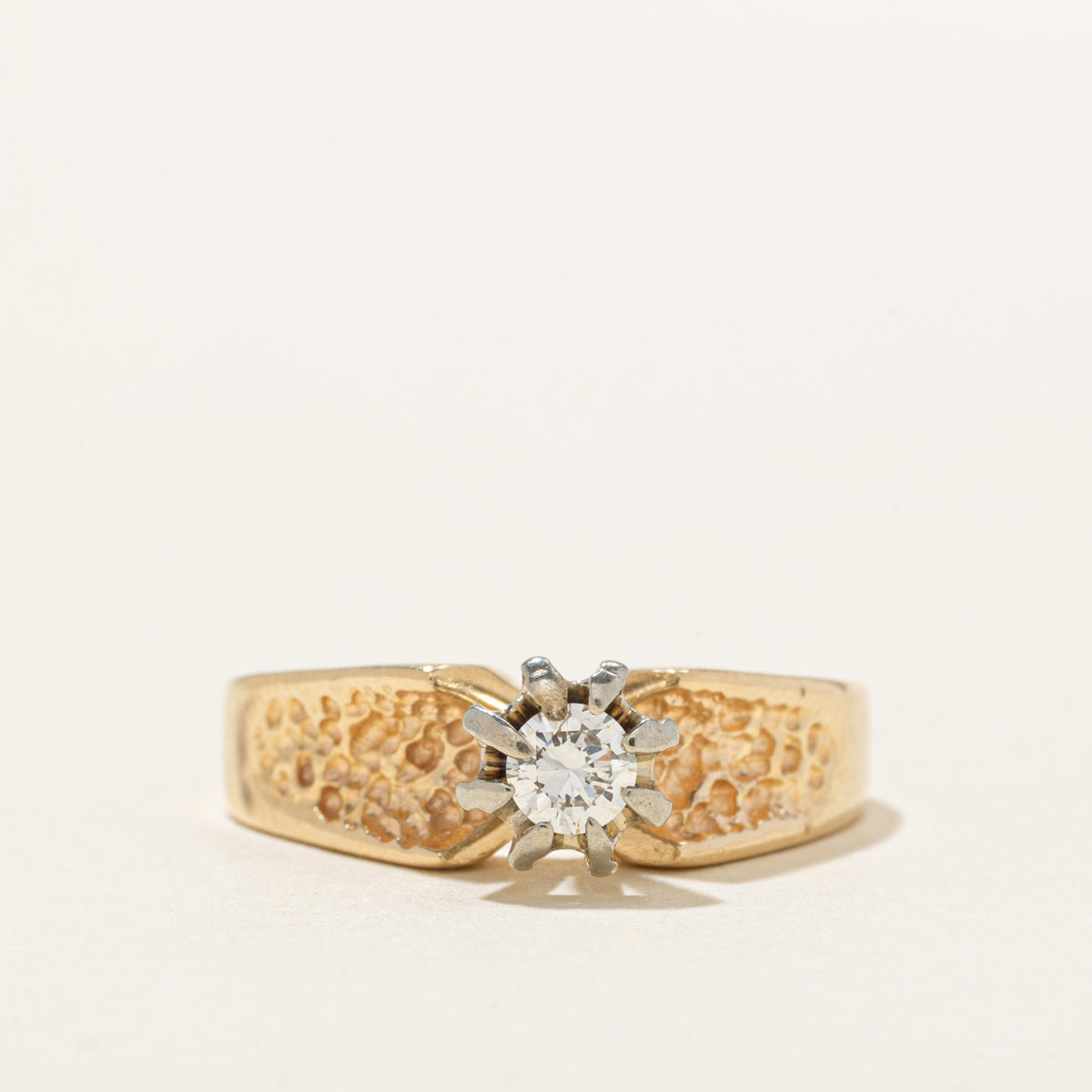 Solitaire Diamond Textured Ring | 0.20ct | SZ 7.5