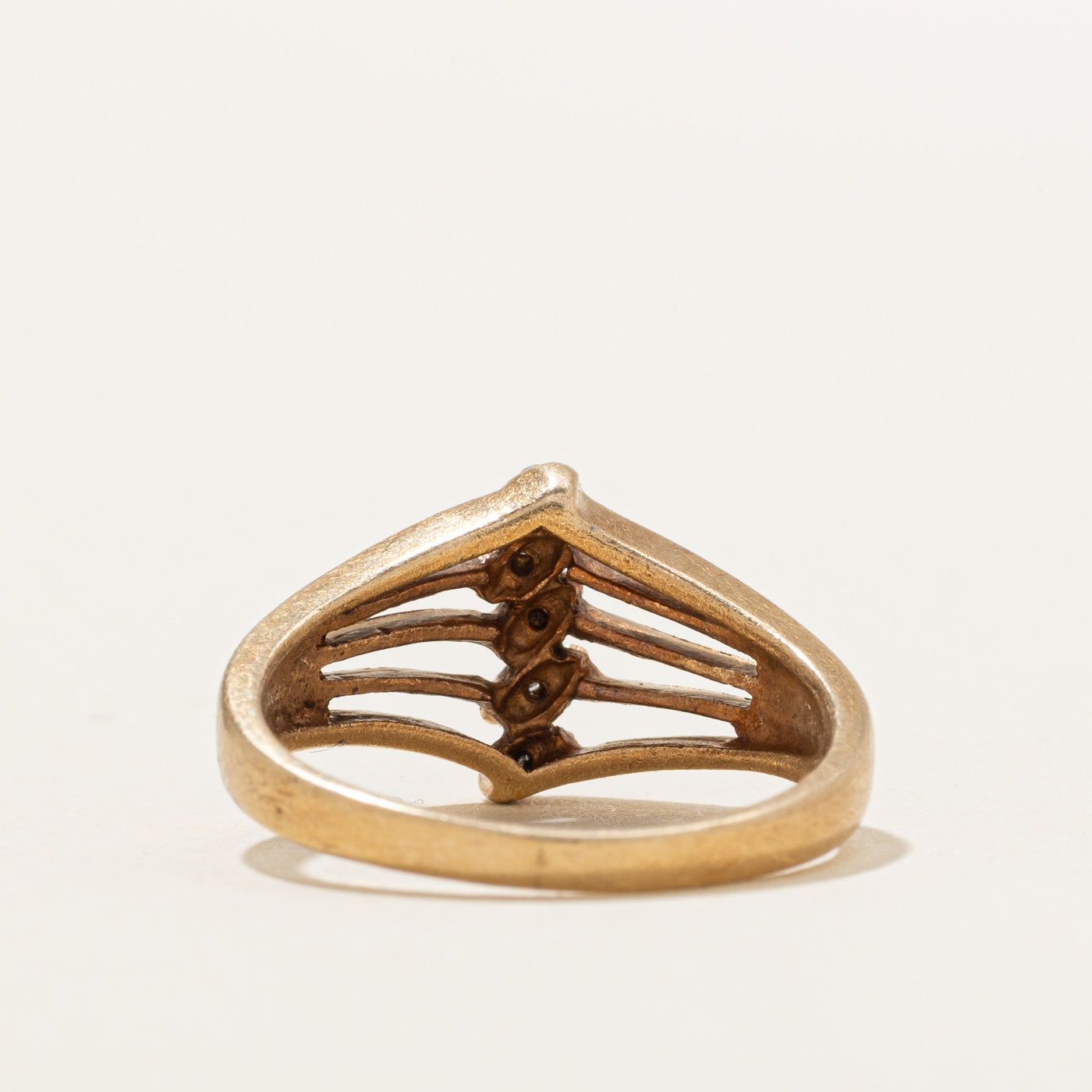 10K Diamond Column Openwork Ring | SZ 6.0