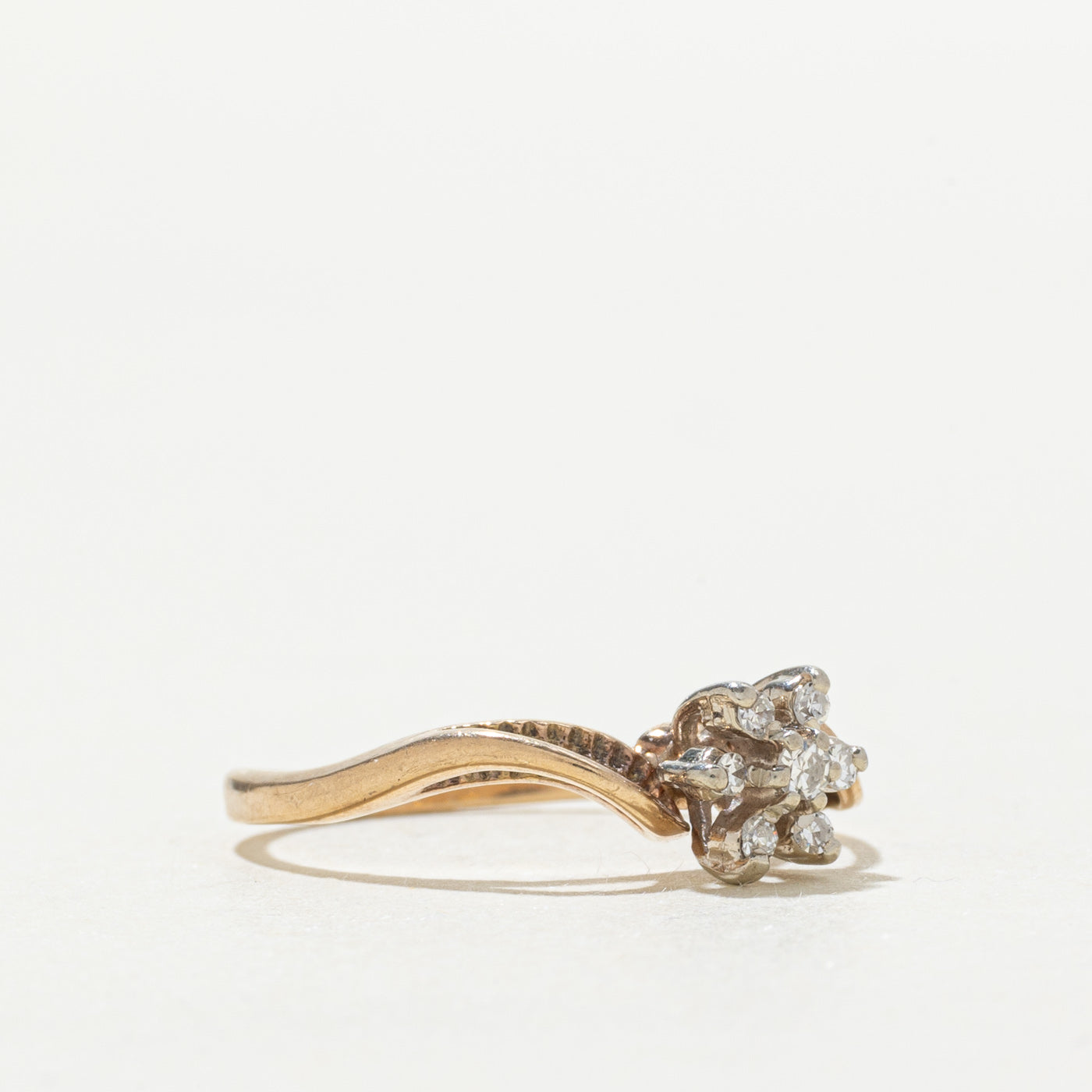 10k Diamond Floral Cluster Bypass Ring | SZ 4