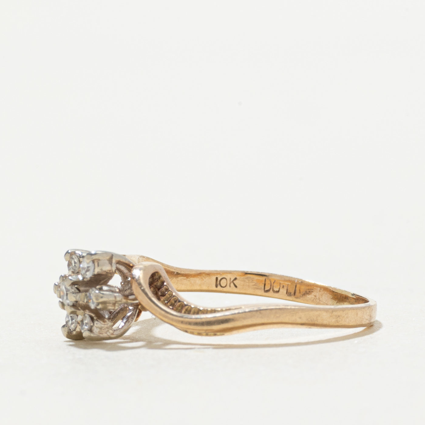 10k Diamond Floral Cluster Bypass Ring | SZ 4