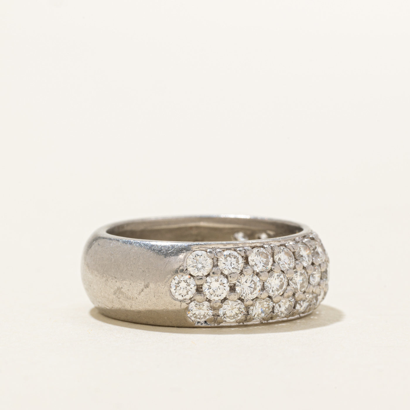 Platinum Pavé Set Semi Eternity Diamond Band | 1.85ctw | SZ 8.25