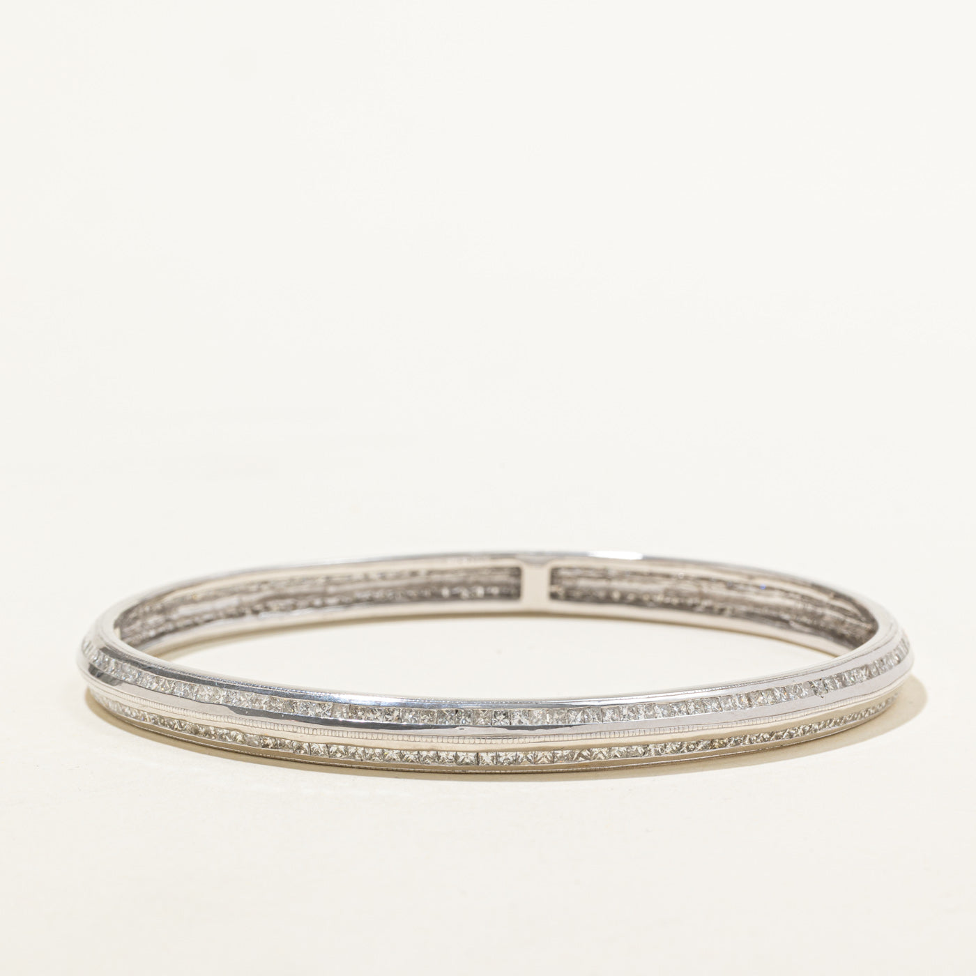 14k Princess Cut Diamond Bangle Bracelet | 20.70ctw