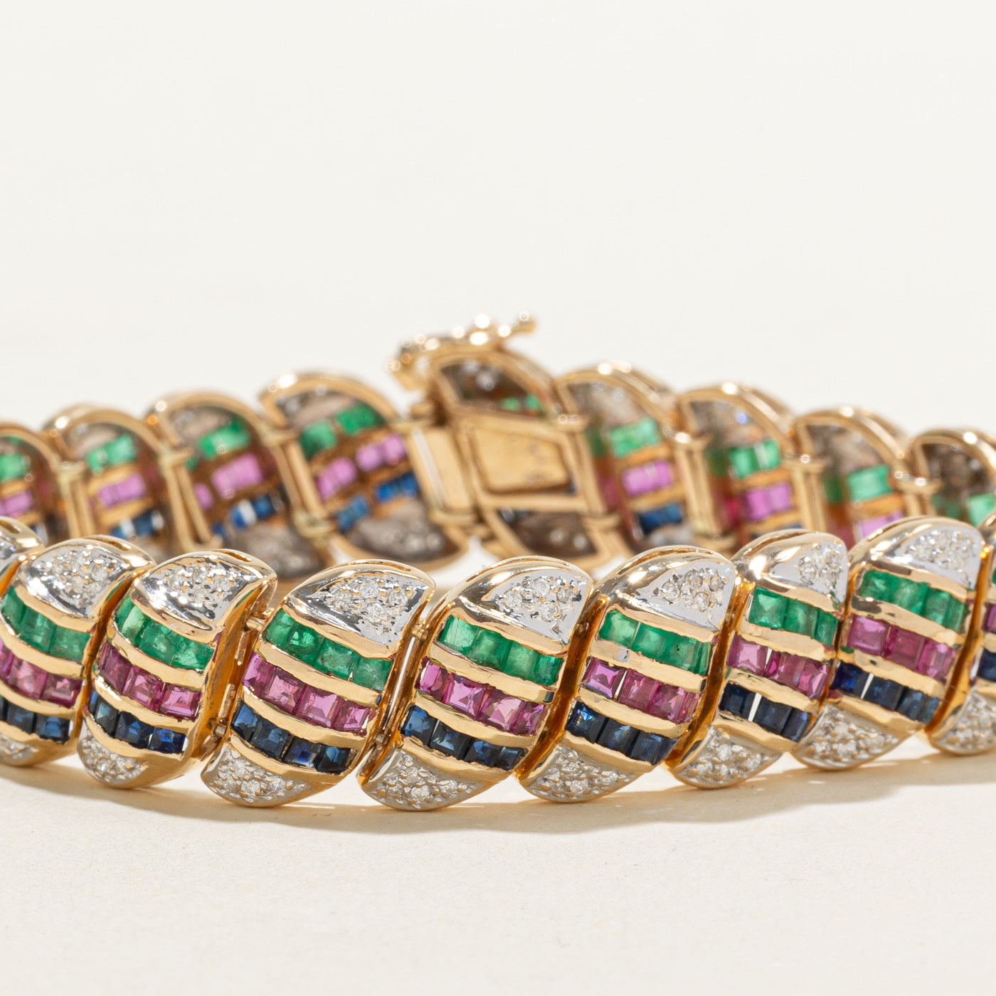 14k Multi Gemstone & Diamond Bracelet | 13.88ctw, 0.92ctw