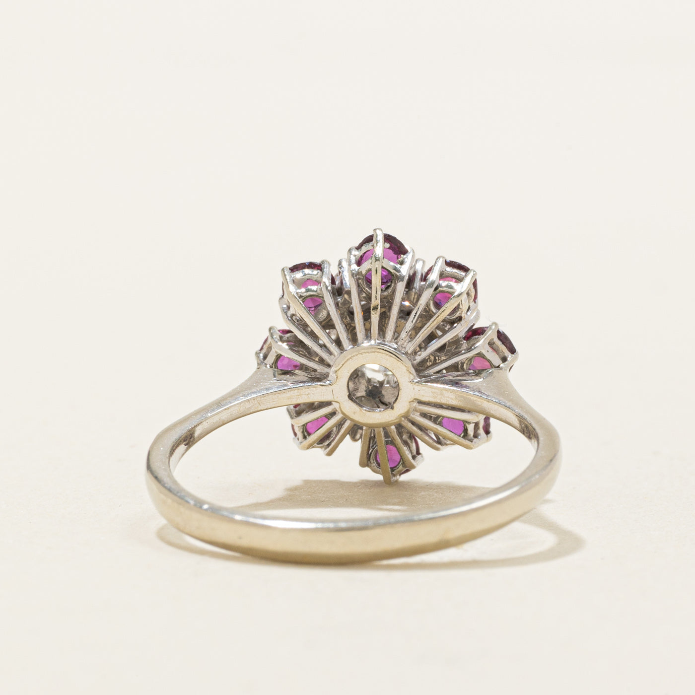 18k Ruby & Diamond Petal Cluster Ring | 0.88ctw, 0.44ctw | SZ 7.5