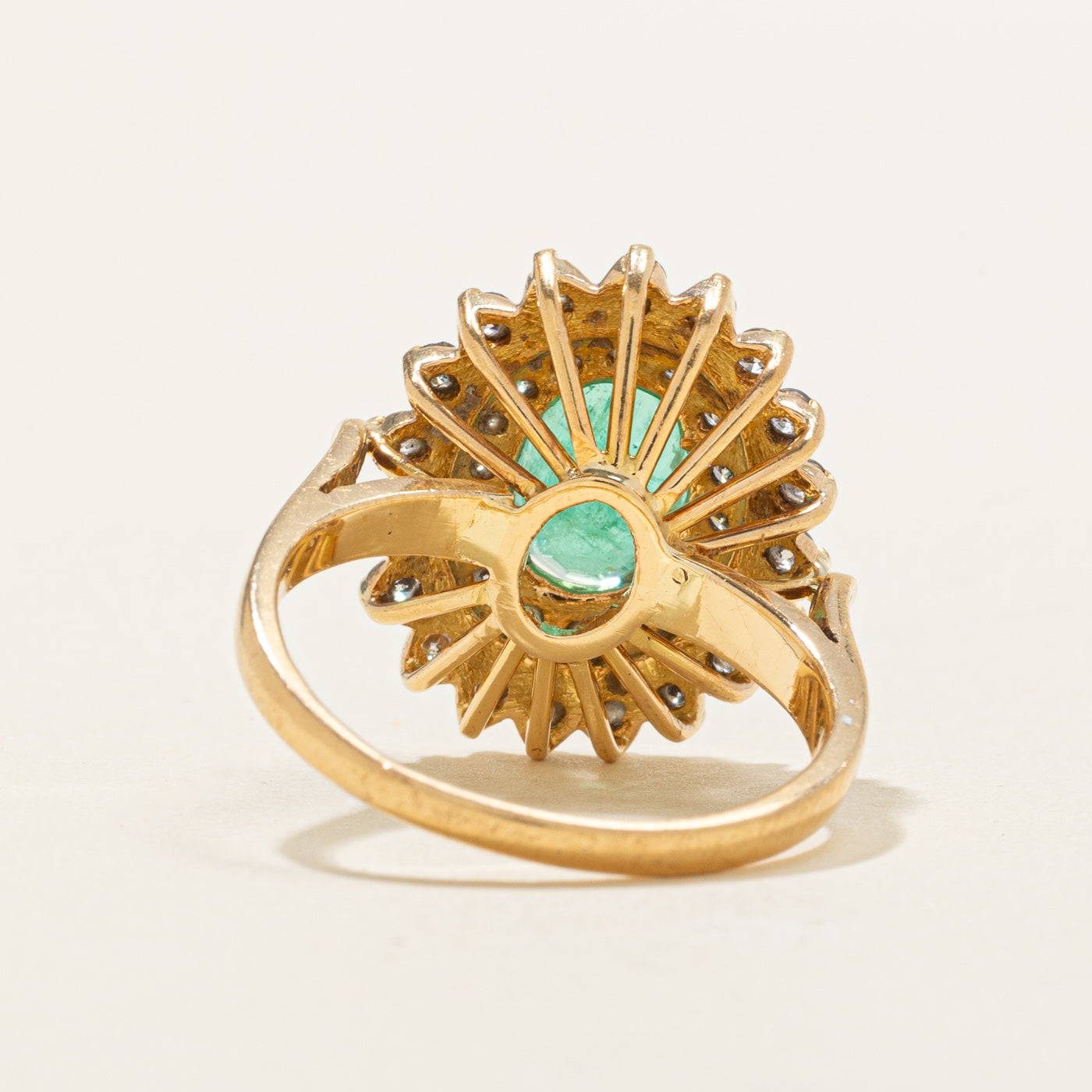 18k Emerald & Diamond Double Halo Cocktail Ring | 1.28ct, 0.60ctw | SZ 6.75
