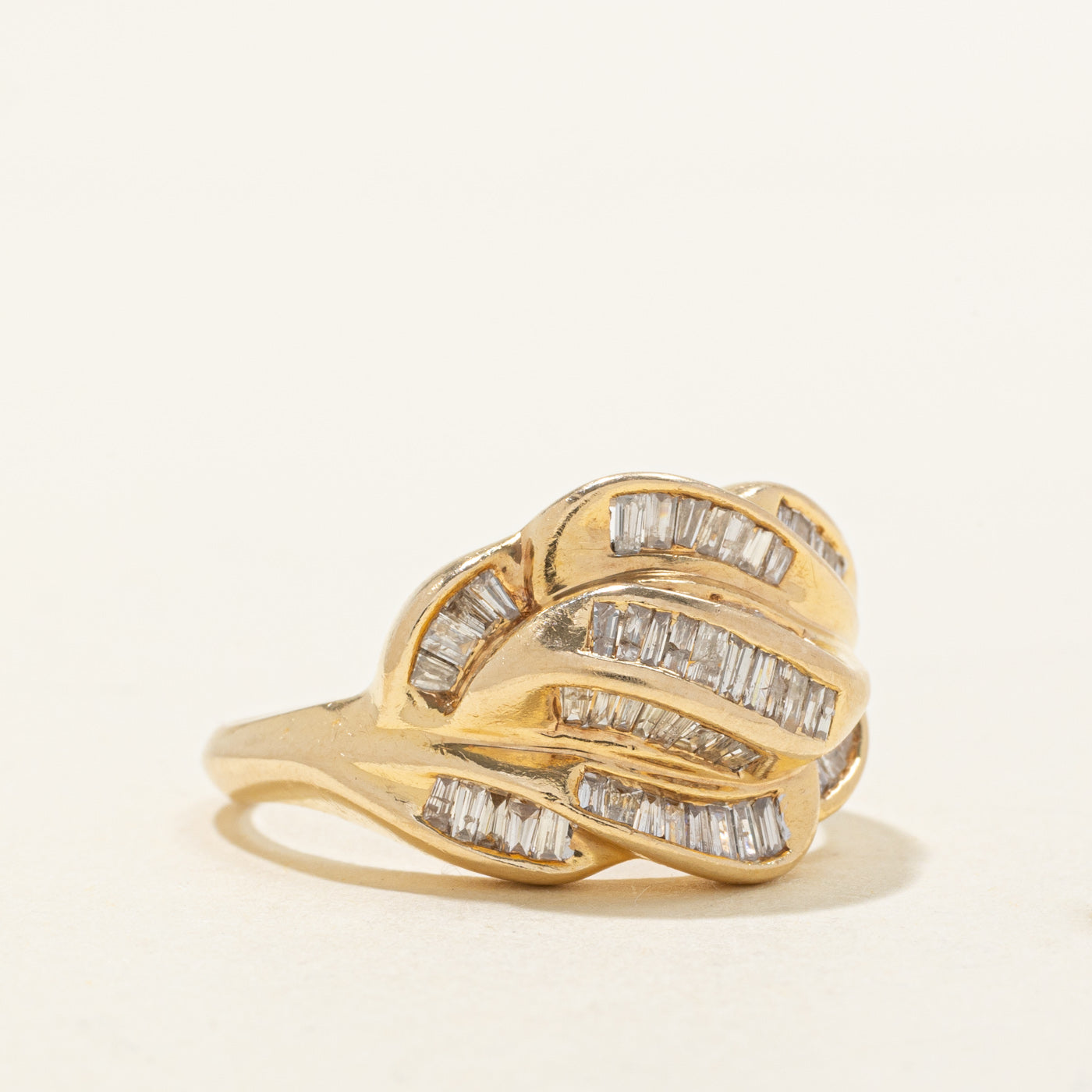 14k Baguette Diamond Multi Row Cocktail Ring | 0.75ctw | SZ 8.75