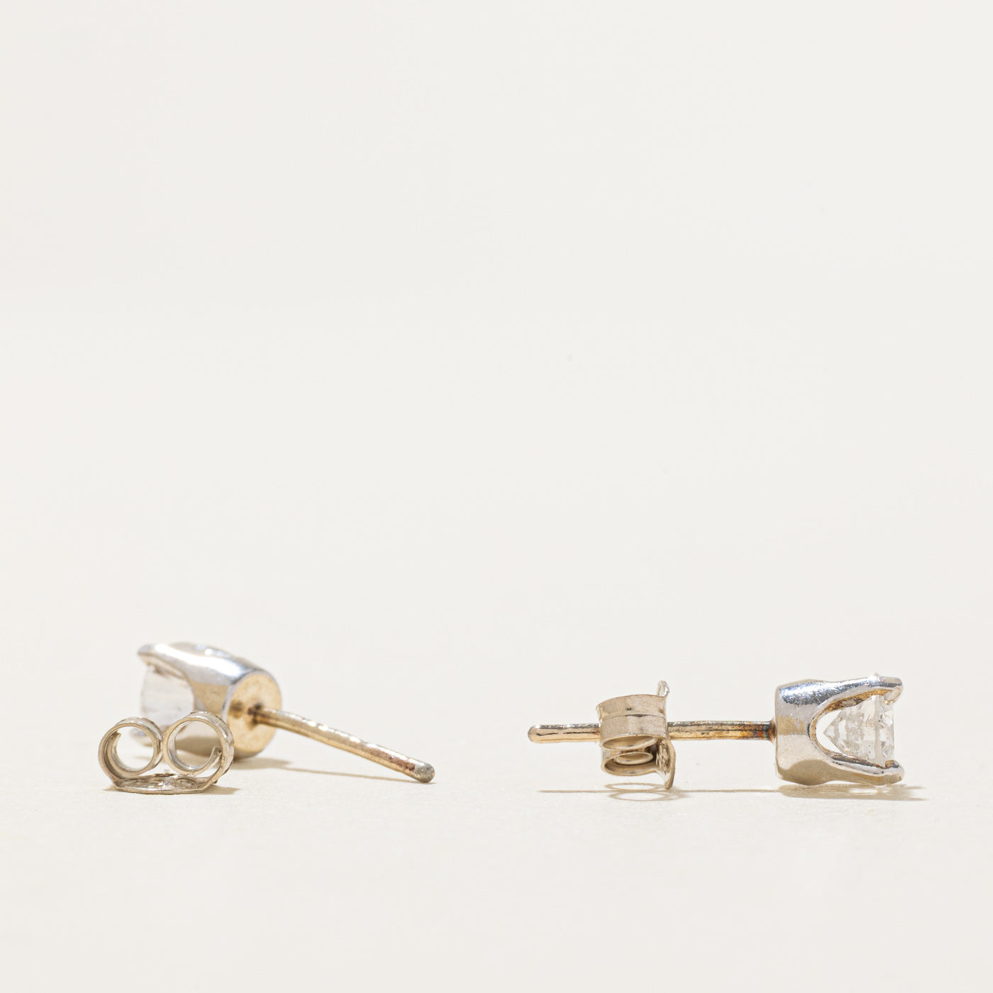 14k White Gold Solitaire Diamond Stud Earrings | 0.68ctw I1/I2 F/G