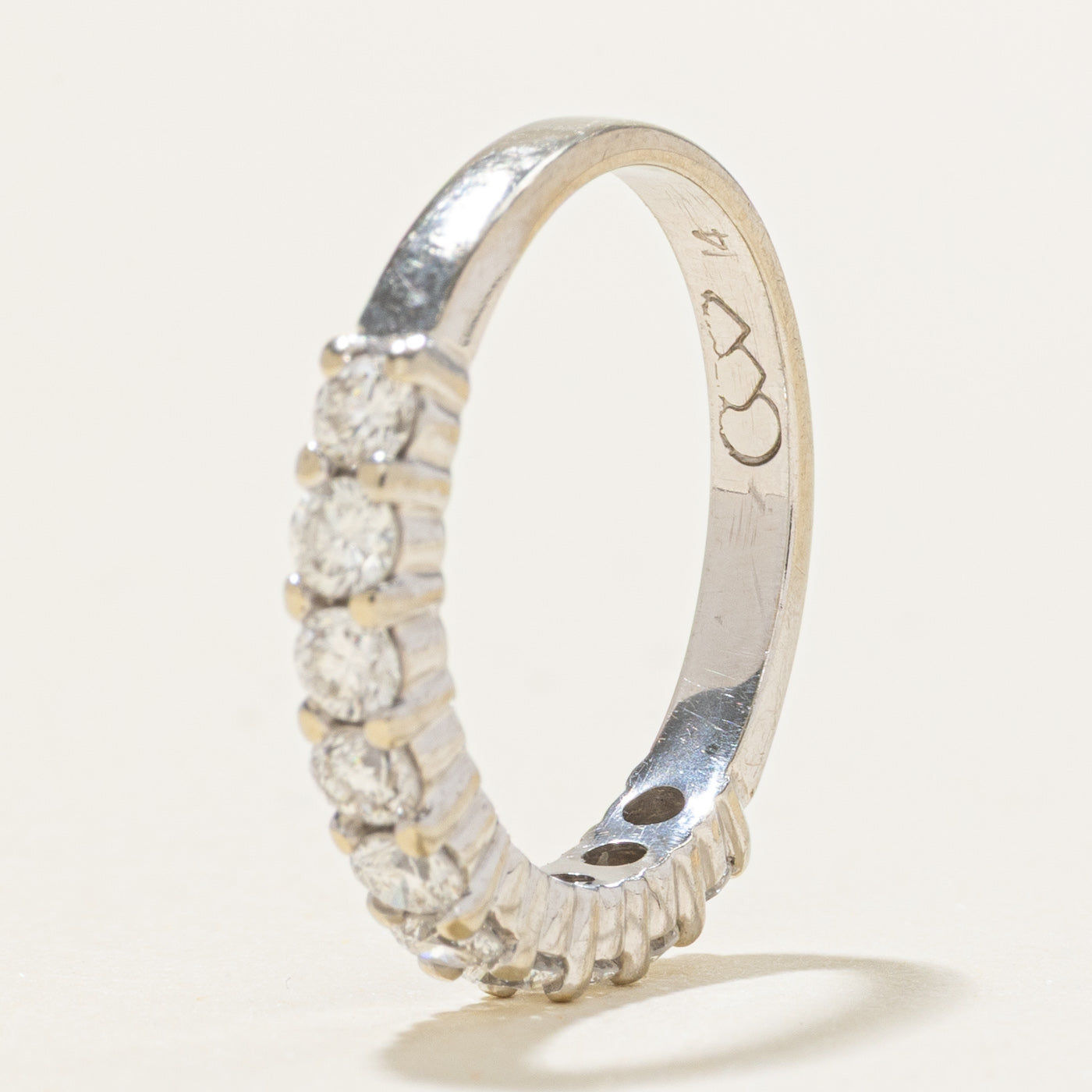 14K White Gold Semi Eternity Diamond Band | 0.55ctw | SZ 4.5