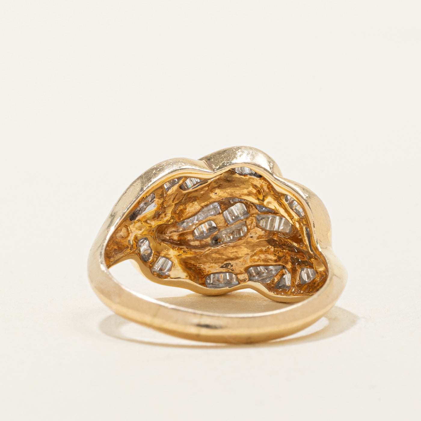 14k Baguette Diamond Multi Row Cocktail Ring | 0.75ctw | SZ 8.75