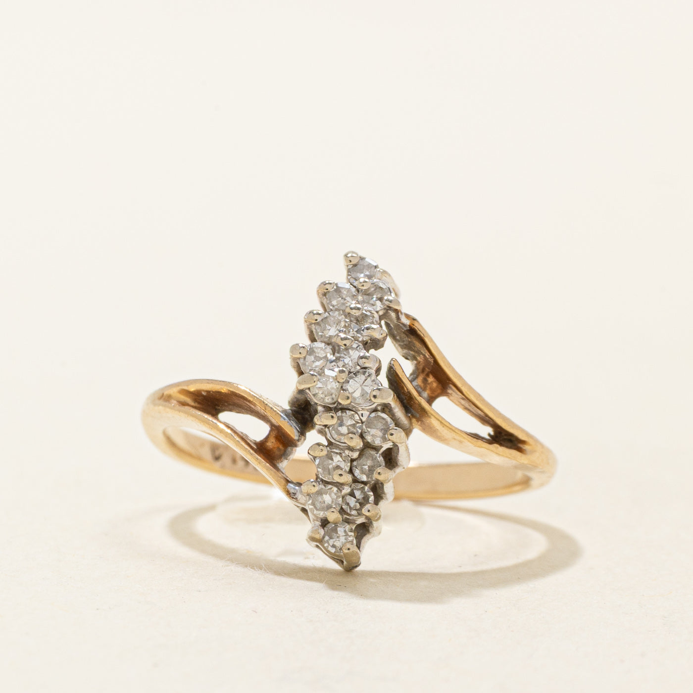 14k Diamond Wave Cluster Bypass Ring | 0.22ctw | SZ 5