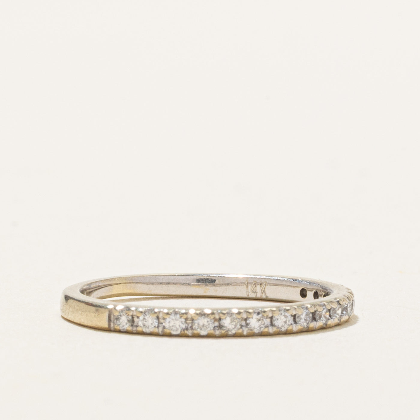14K White Gold Semi Eternity Diamond Stacking Band | SZ 4.75