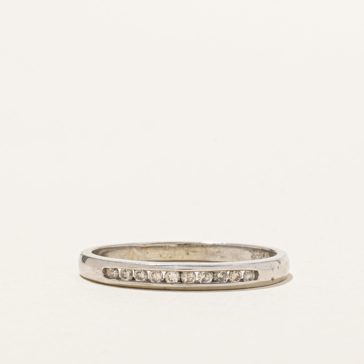 14K White Gold Semi Eternity Diamond Band | SZ 6.5