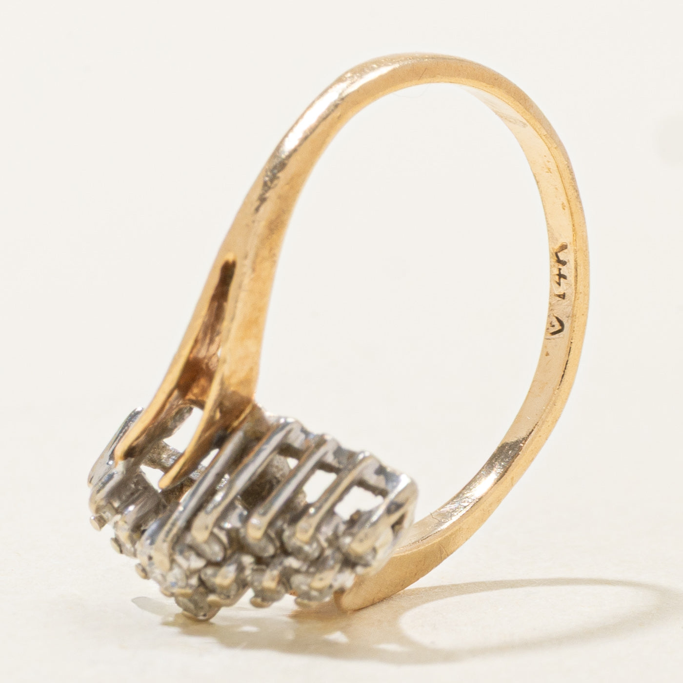 14k Diamond Wave Cluster Bypass Ring | 0.22ctw | SZ 5