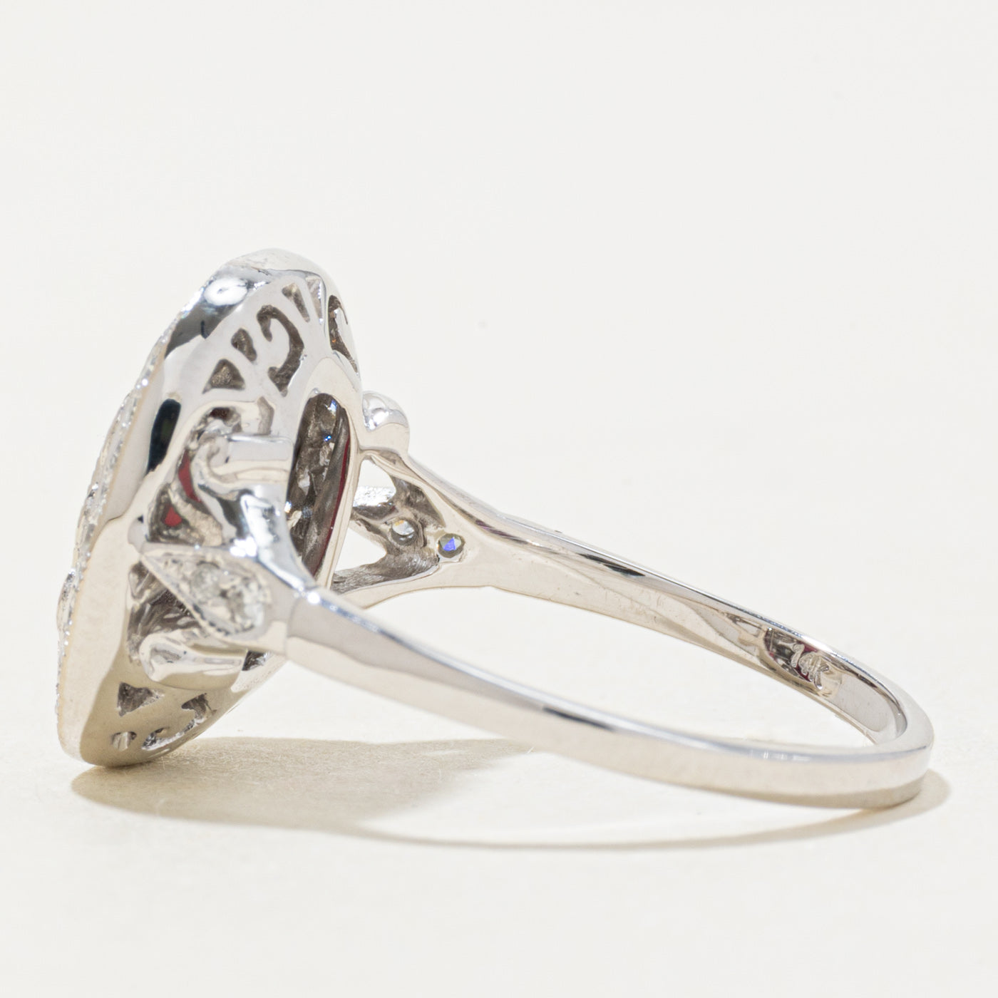 '100 Ways' 14k White Gold Art Deco Inspired Ruby & Diamond Ring | 0.93ct, 0.30ctw | SZ 6.75