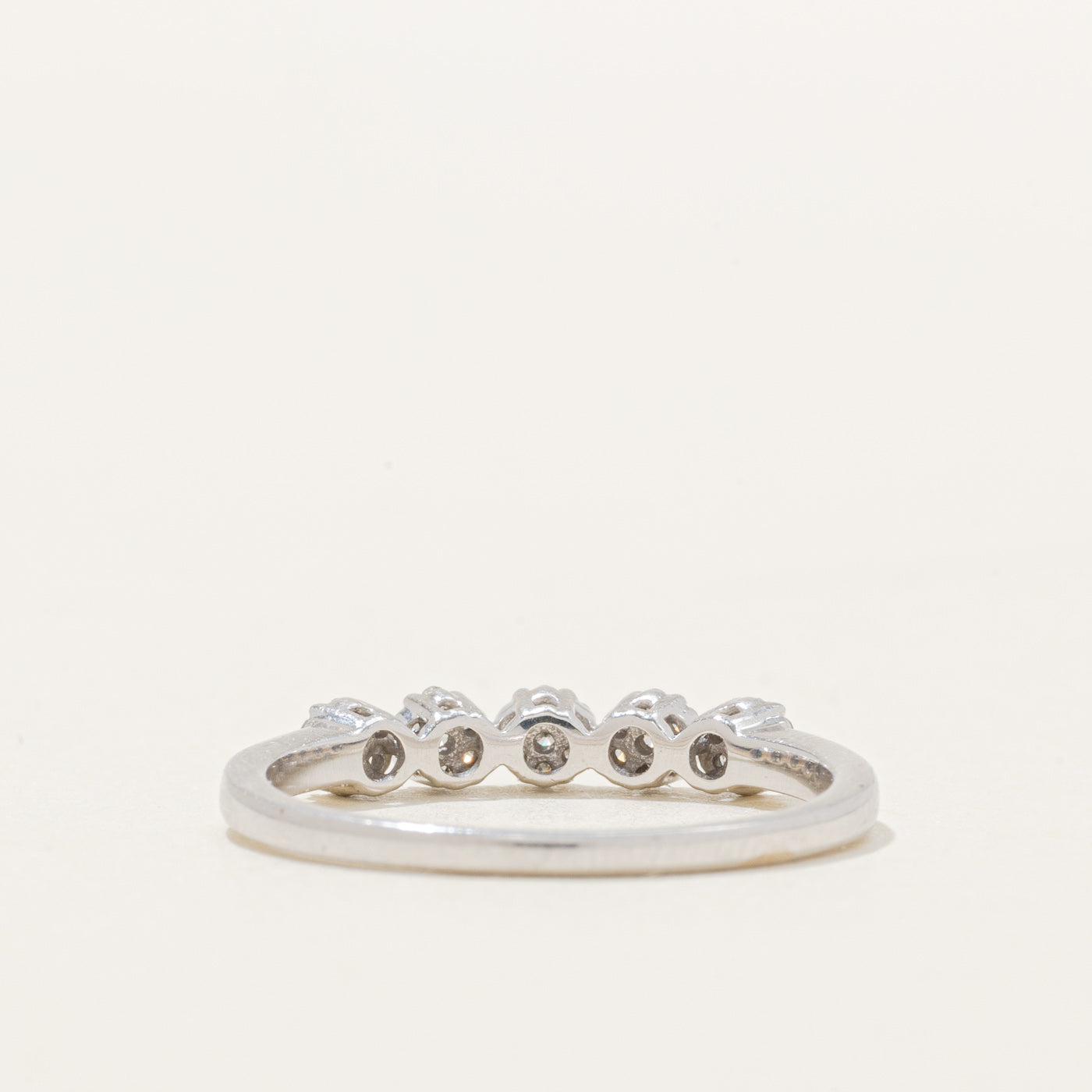 10K White Gold Diamond Multi Cluster Band | SZ 7.0