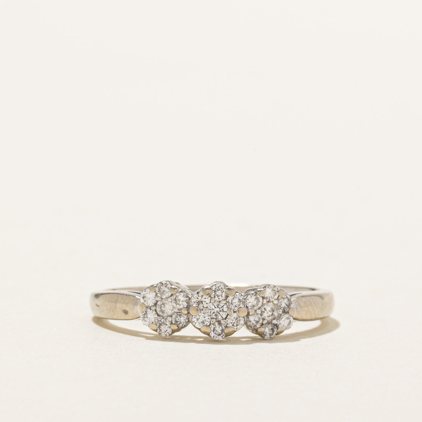 14K White Gold Diamond Multi Cluster Ring | SZ 6.75