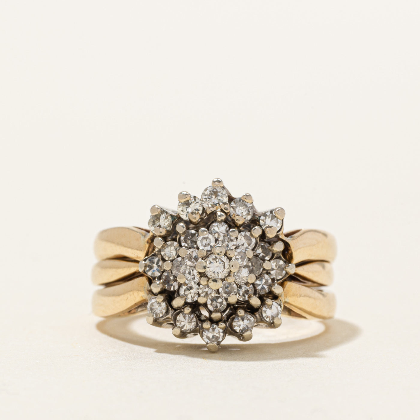 14K Diamond Petal Cluster Wedding Ring Set | 0.32ctw | SZ 4.5