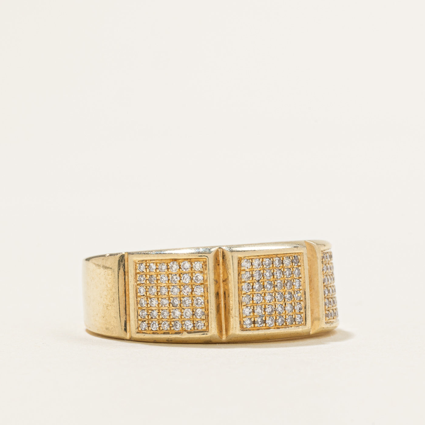 Bague triple grille en or 10 carats sertie de diamants | 6,80 ct au total | Taille 9,0