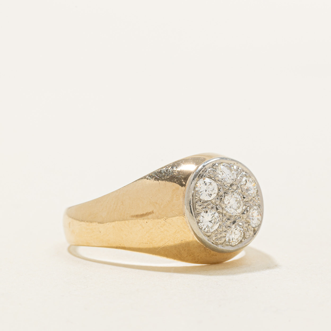 10k Diamond Circle Cluster Signet Ring | 0.55ctw | SZ 11.25