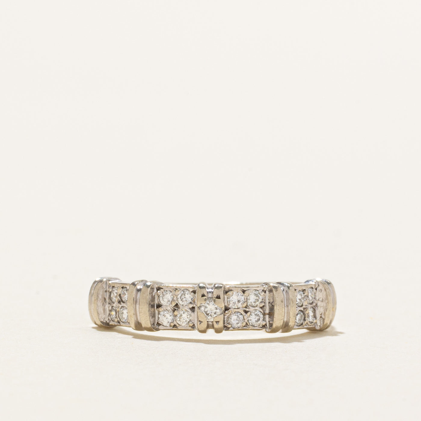 14K Diamond Multi Grid Grooved Band | SZ 4.75