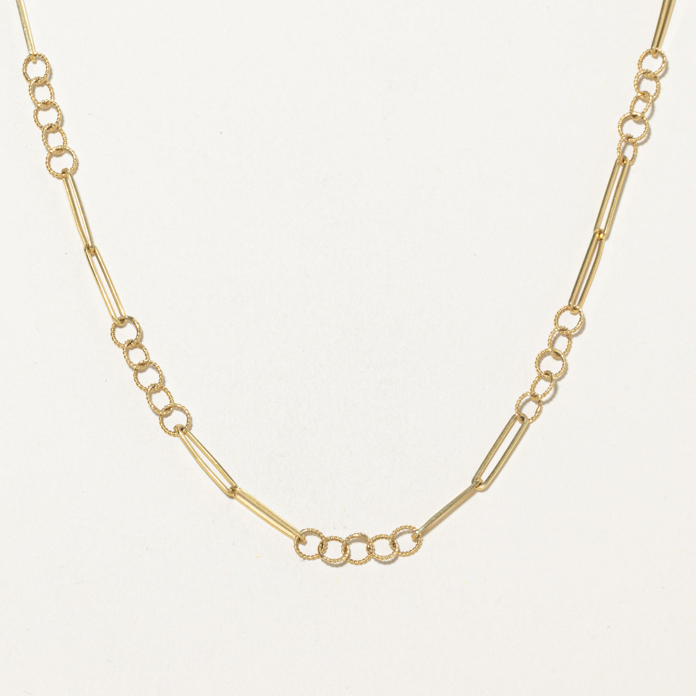 18k Yellow Gold Rope Bar Link Chain | 24