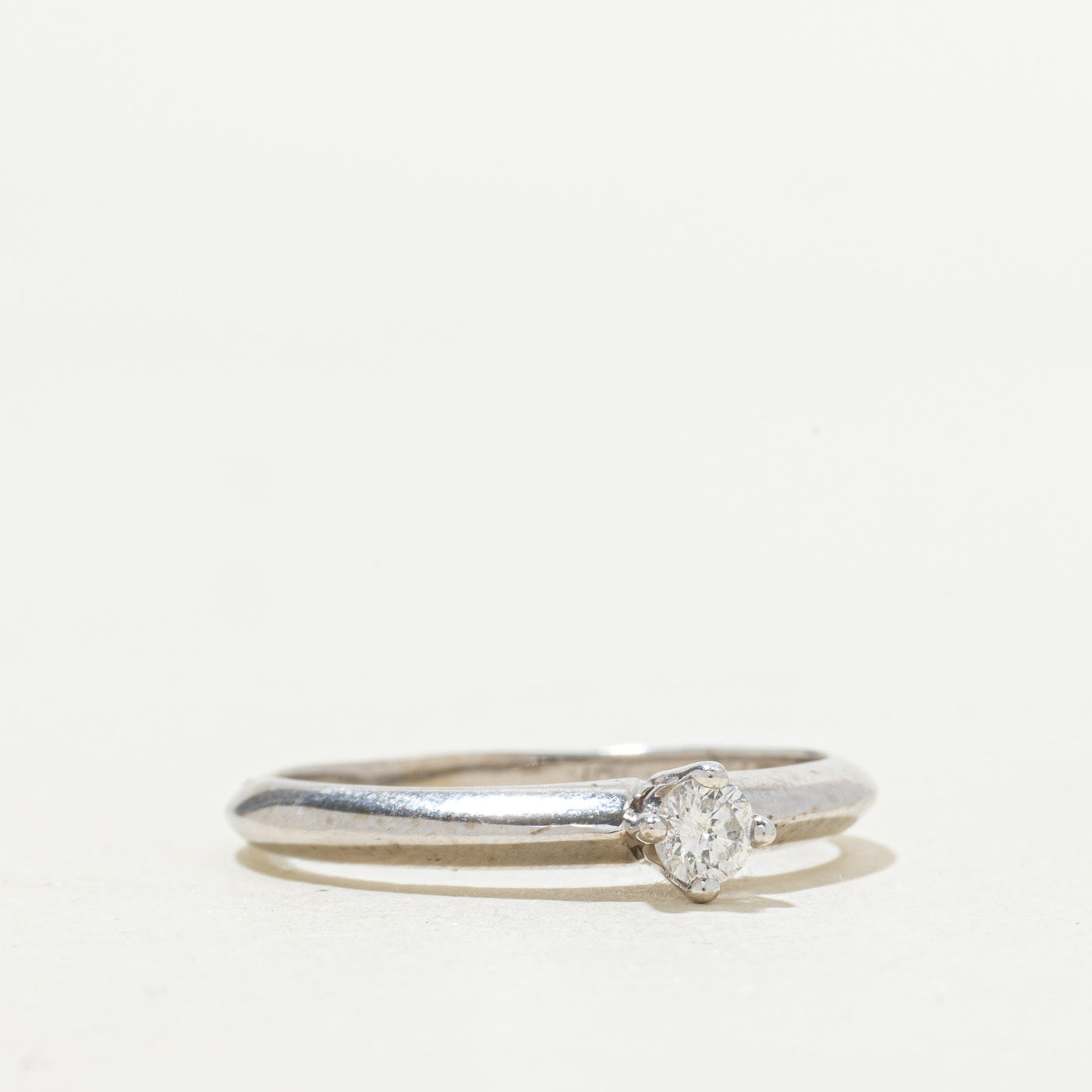 10k Round Brilliant Cut Solitaire Diamond Petite Ring | 0.13ctw | SZ 7.25