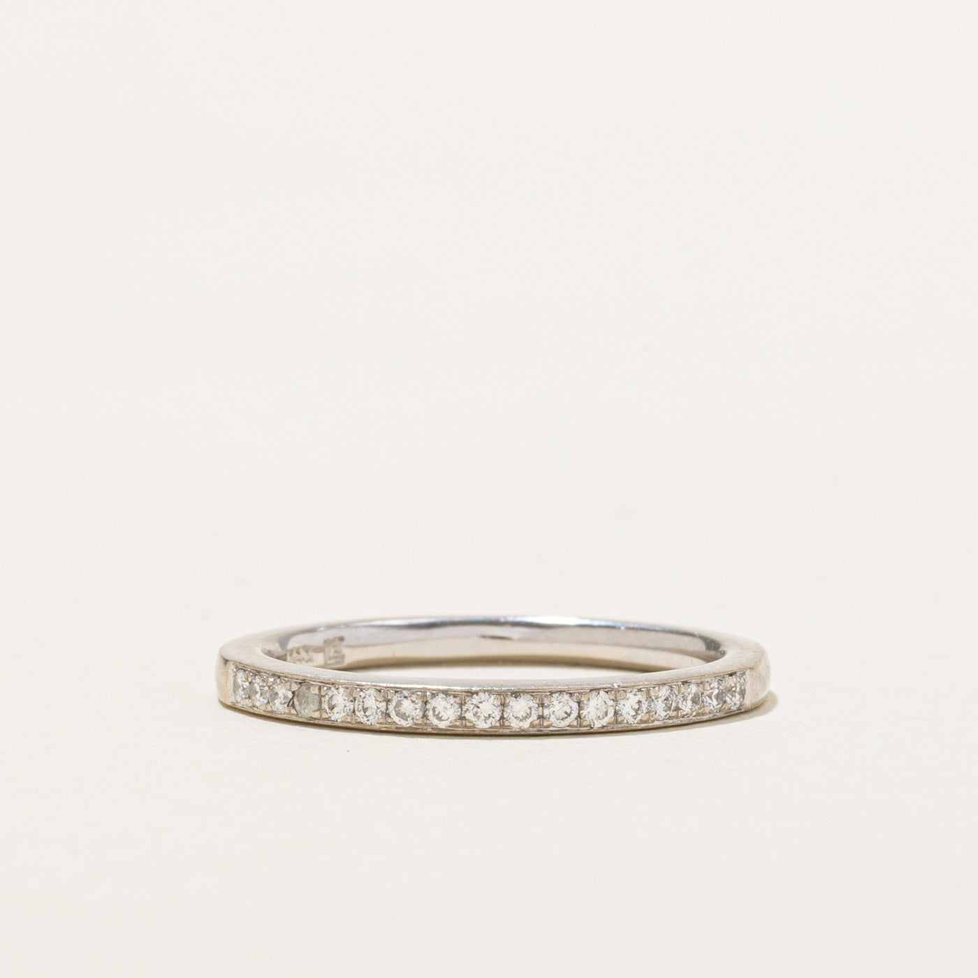 14K White Gold Semi Eternity Diamond Band | SZ 6.75