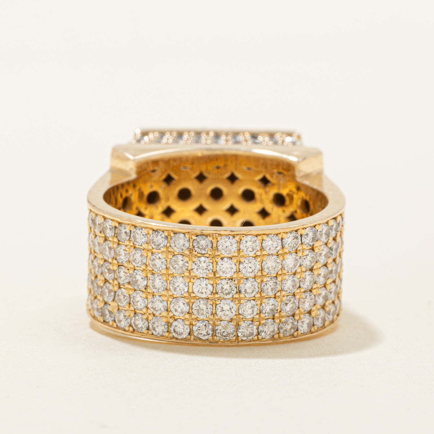 14k Diamond Grid Statement Signet Ring | 6.48ctw | SZ 9.75