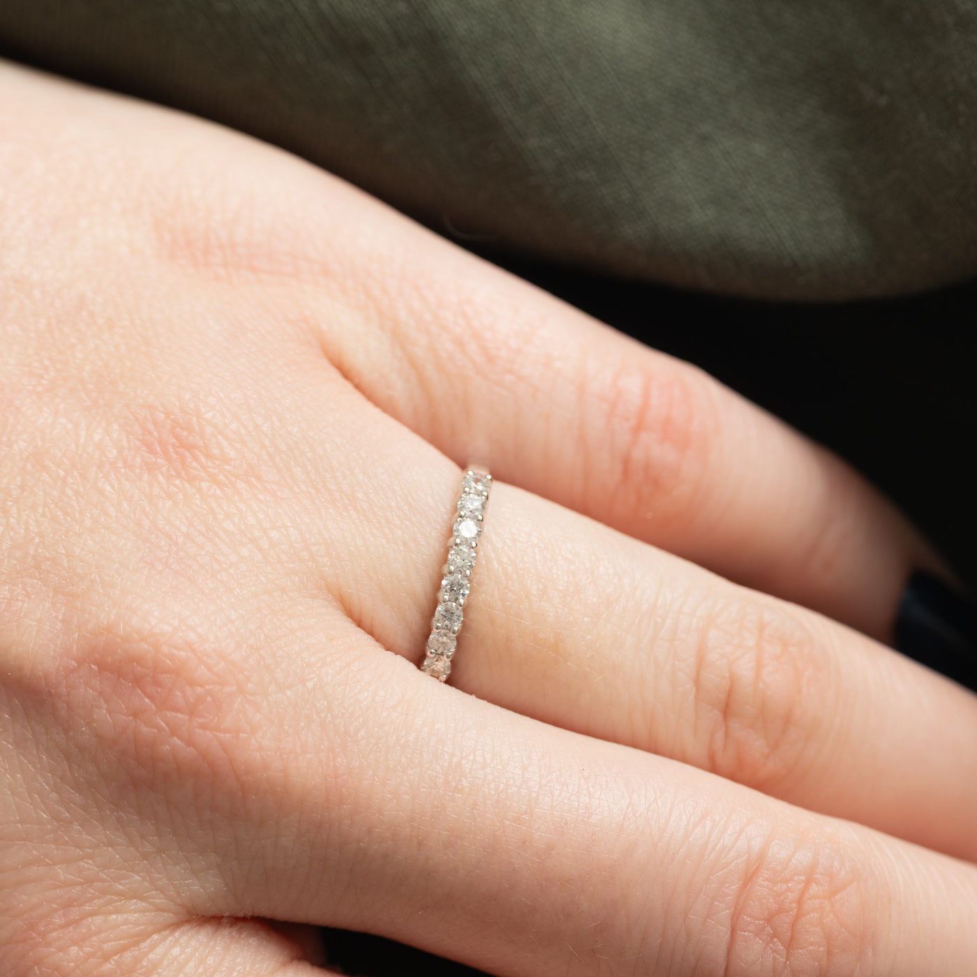 14K White Gold Semi Eternity Diamond Band | 0.24ctw | SZ 5.5