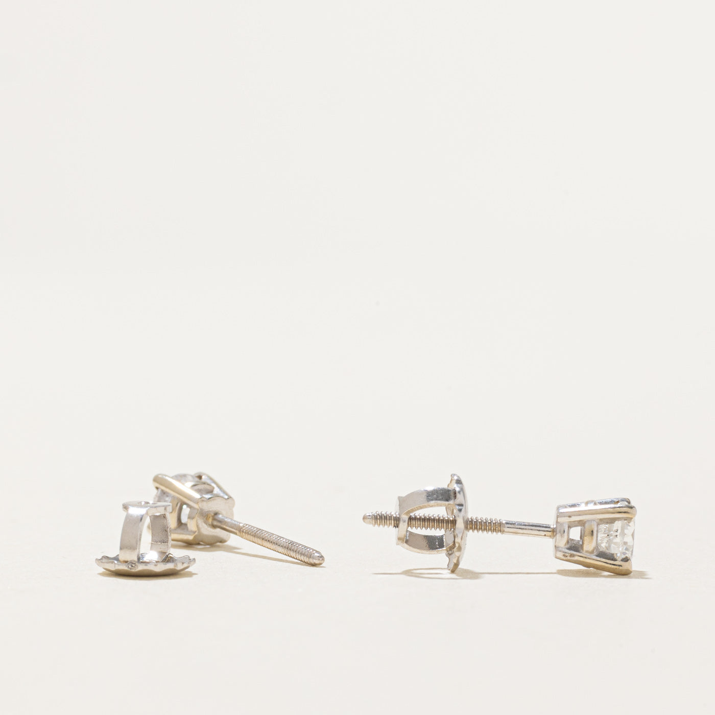 14k White Gold Solitaire Diamond Stud Earrings | 0.50ctw I1/I2 G/H