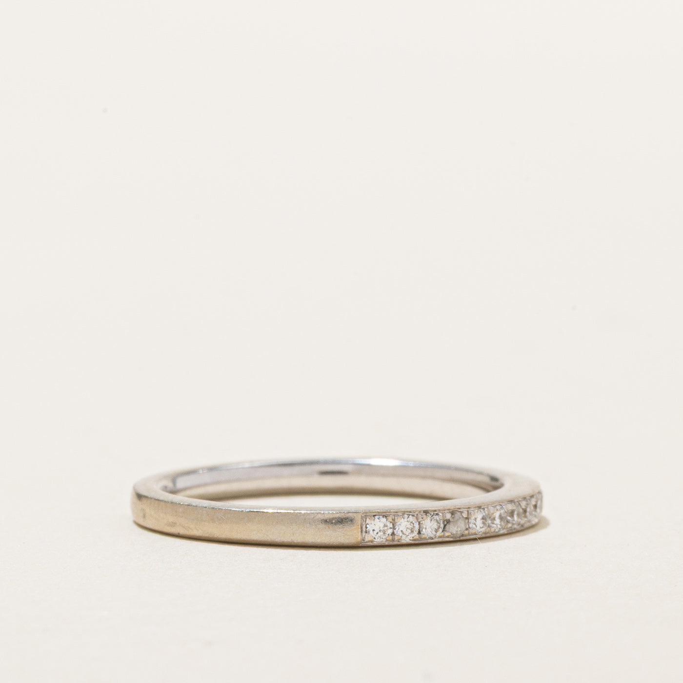 14K White Gold Semi Eternity Diamond Band | SZ 6.75