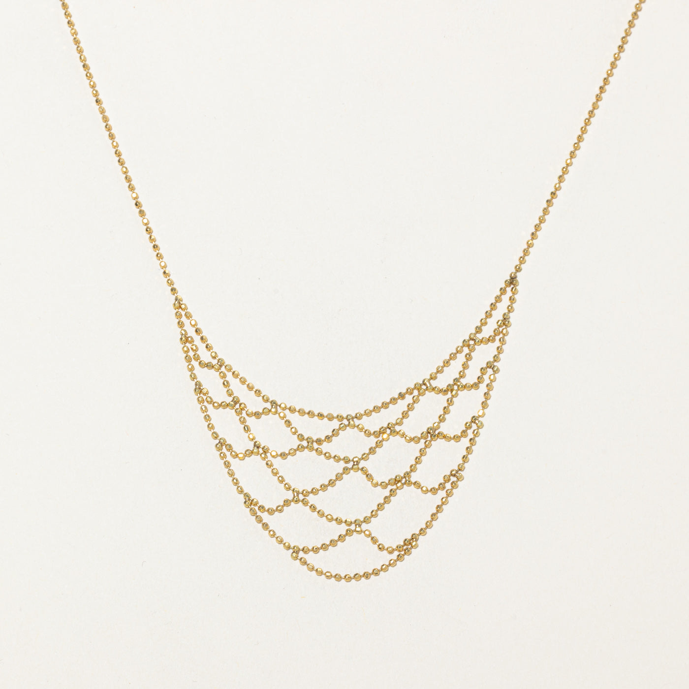 Italian 18k Diamond Cut Beaded Bib Necklace | 17"