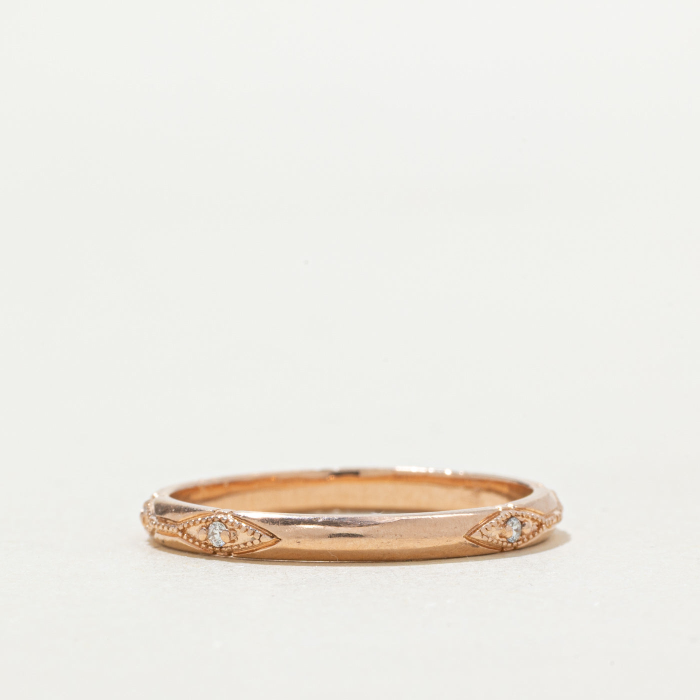 14k Diamond Milgrain Pattern Band | SZ 8.25