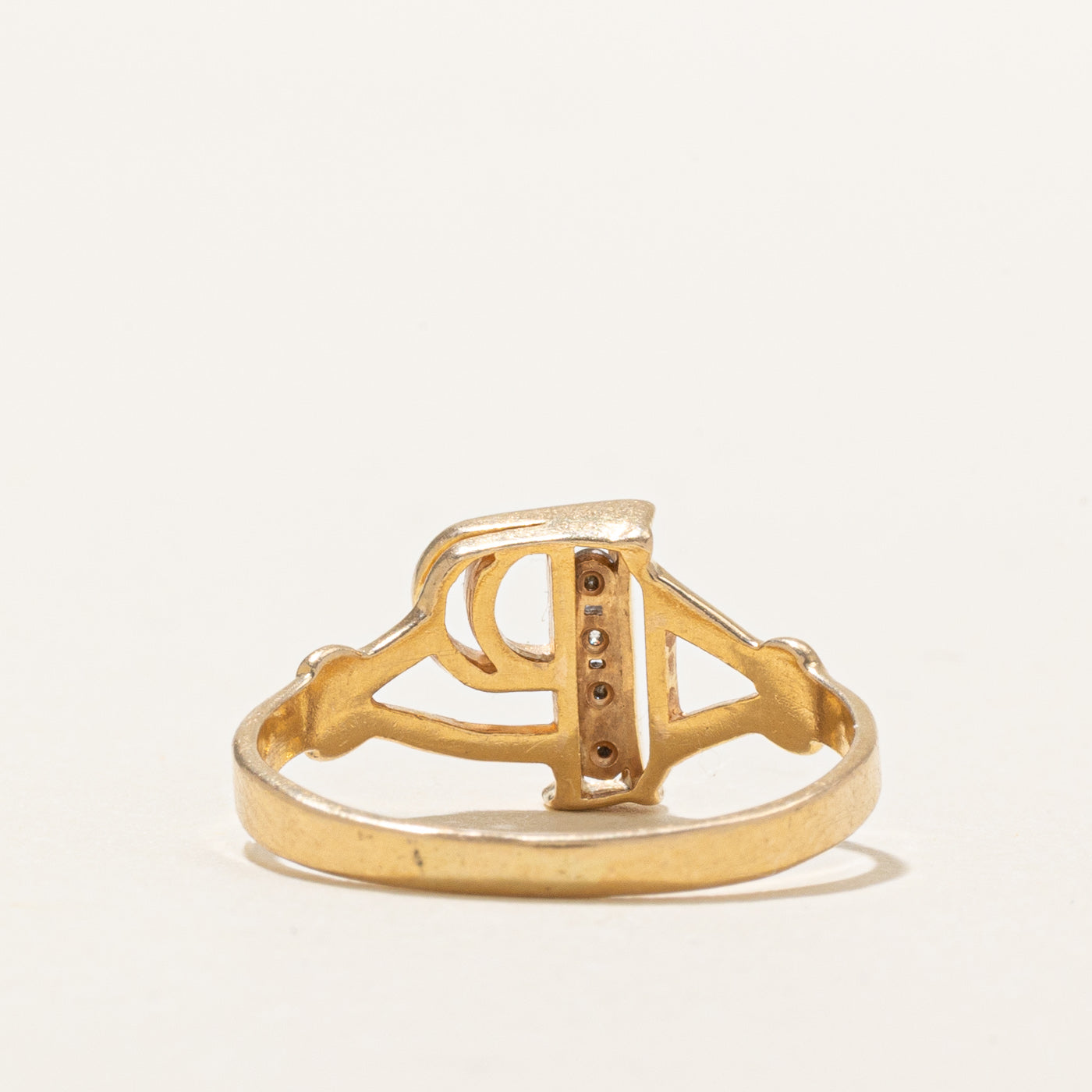 14K Yellow Gold Diamond "P" Initial Ring | SZ 6.5