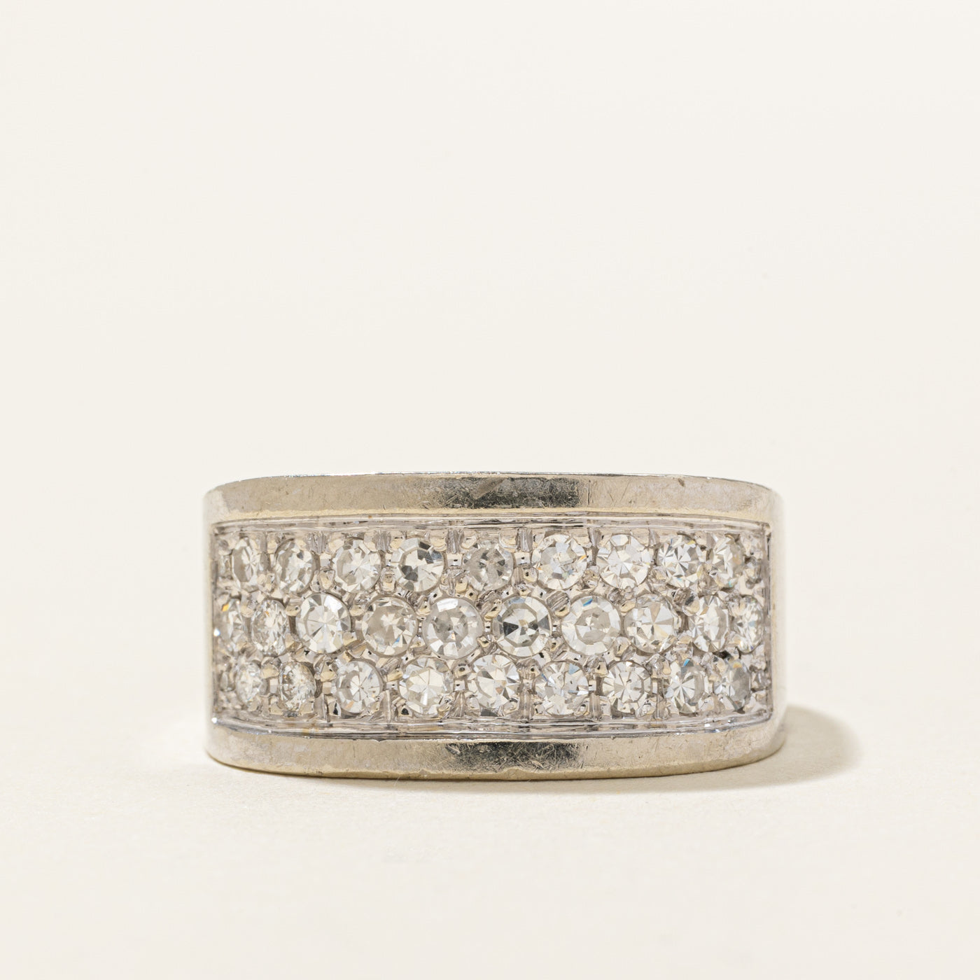 14K White Gold Pavé Set Diamond Chunky Band | 0.50ctw | SZ 7.5