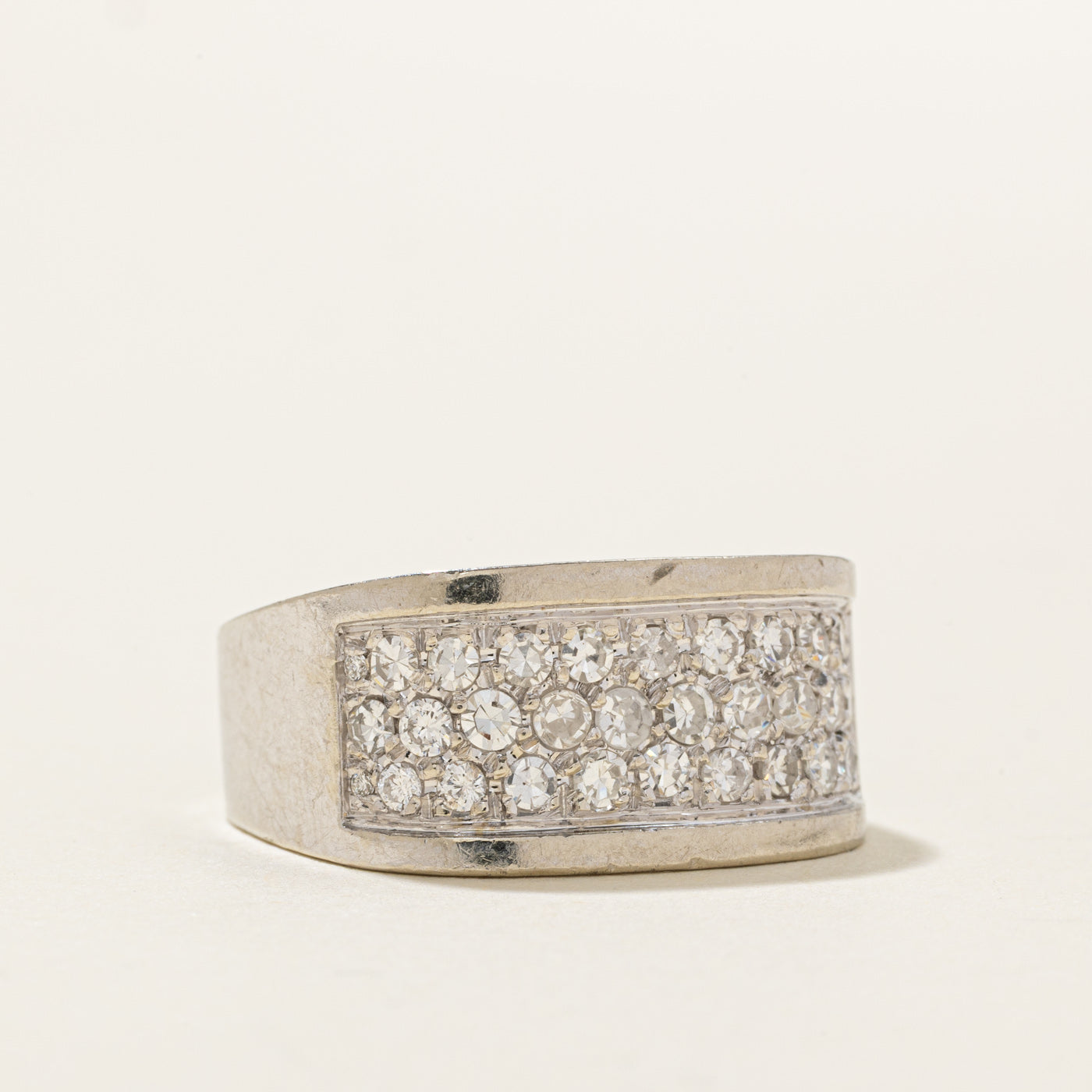 14K White Gold Pavé Set Diamond Chunky Band | 0.50ctw | SZ 7.5