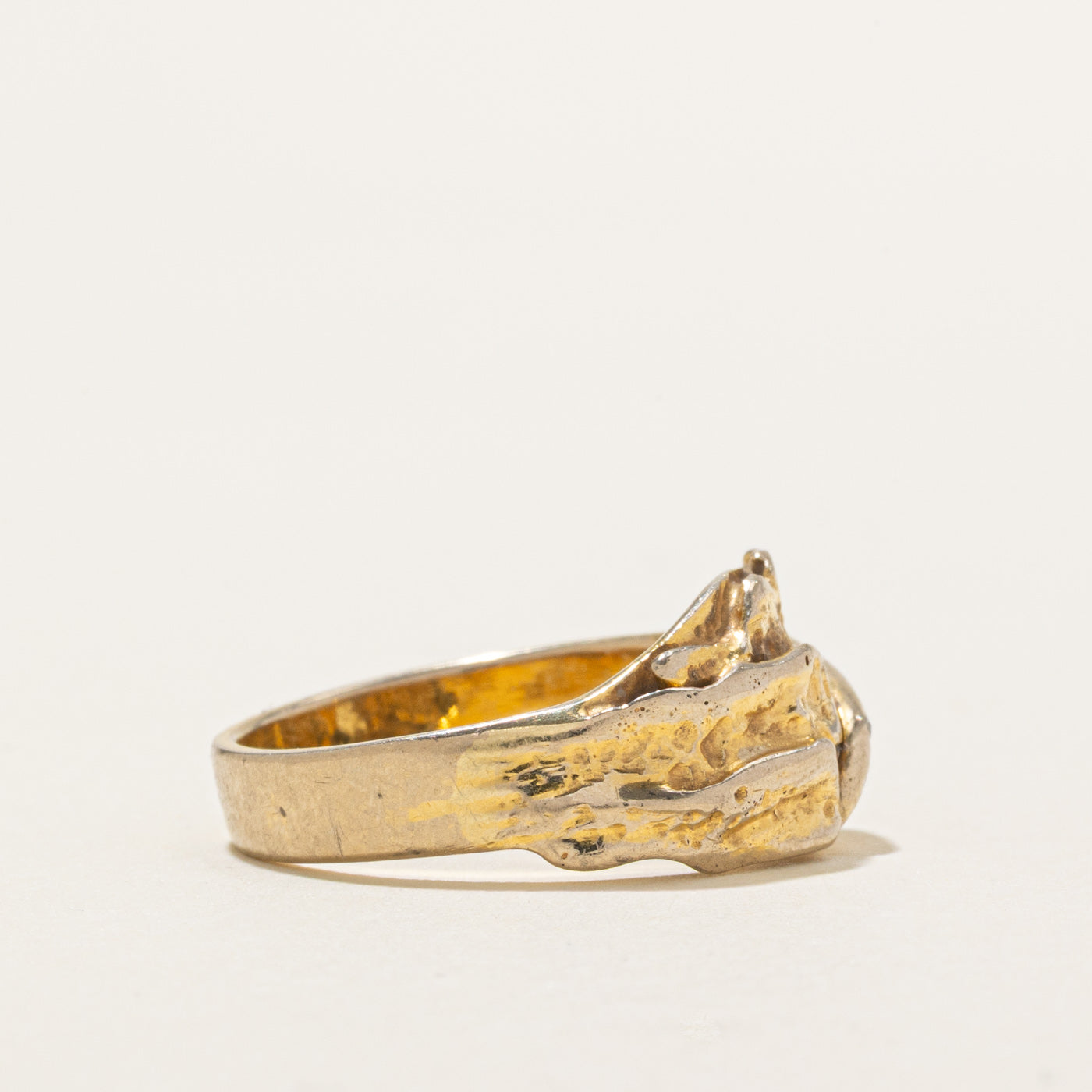 14K Flush Set Diamond Textured Ring | SZ 6.75