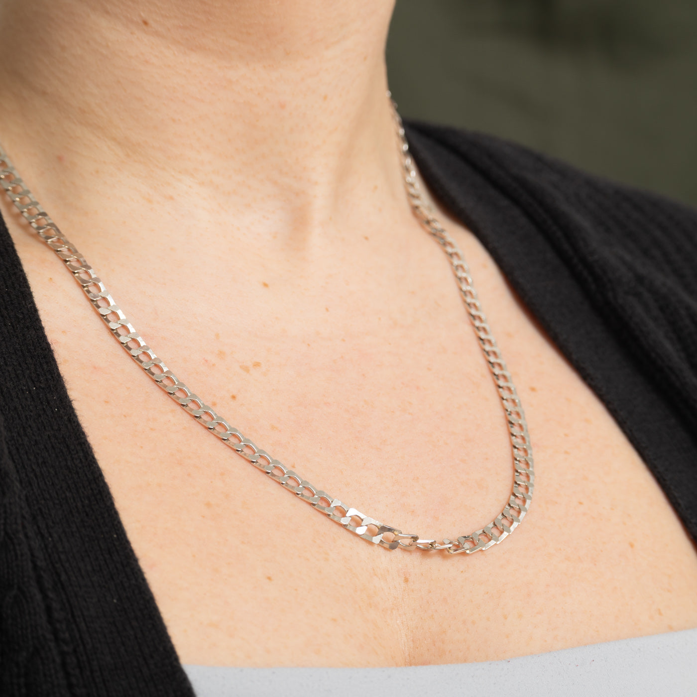 Italian 14k White Gold Curb Link Chain | 22"