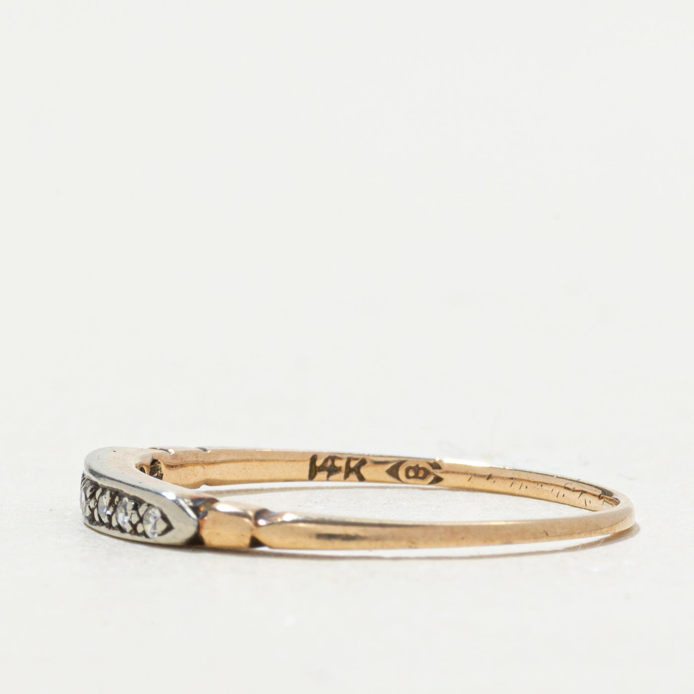 ‘Bluebird’ Vintage Canadian 14k Seven Stone Diamond Band | SZ 5.5