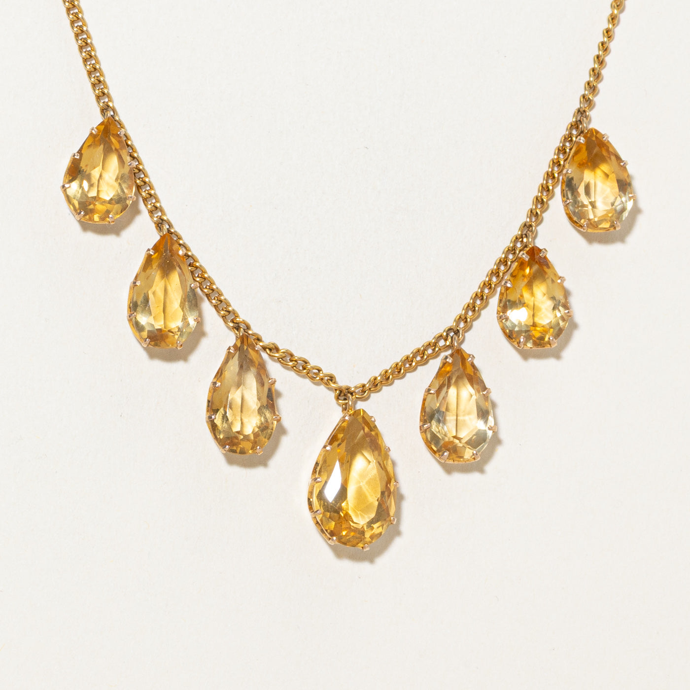 Five Stone Citrine Teardrop Necklace | 24.8ct | 16"