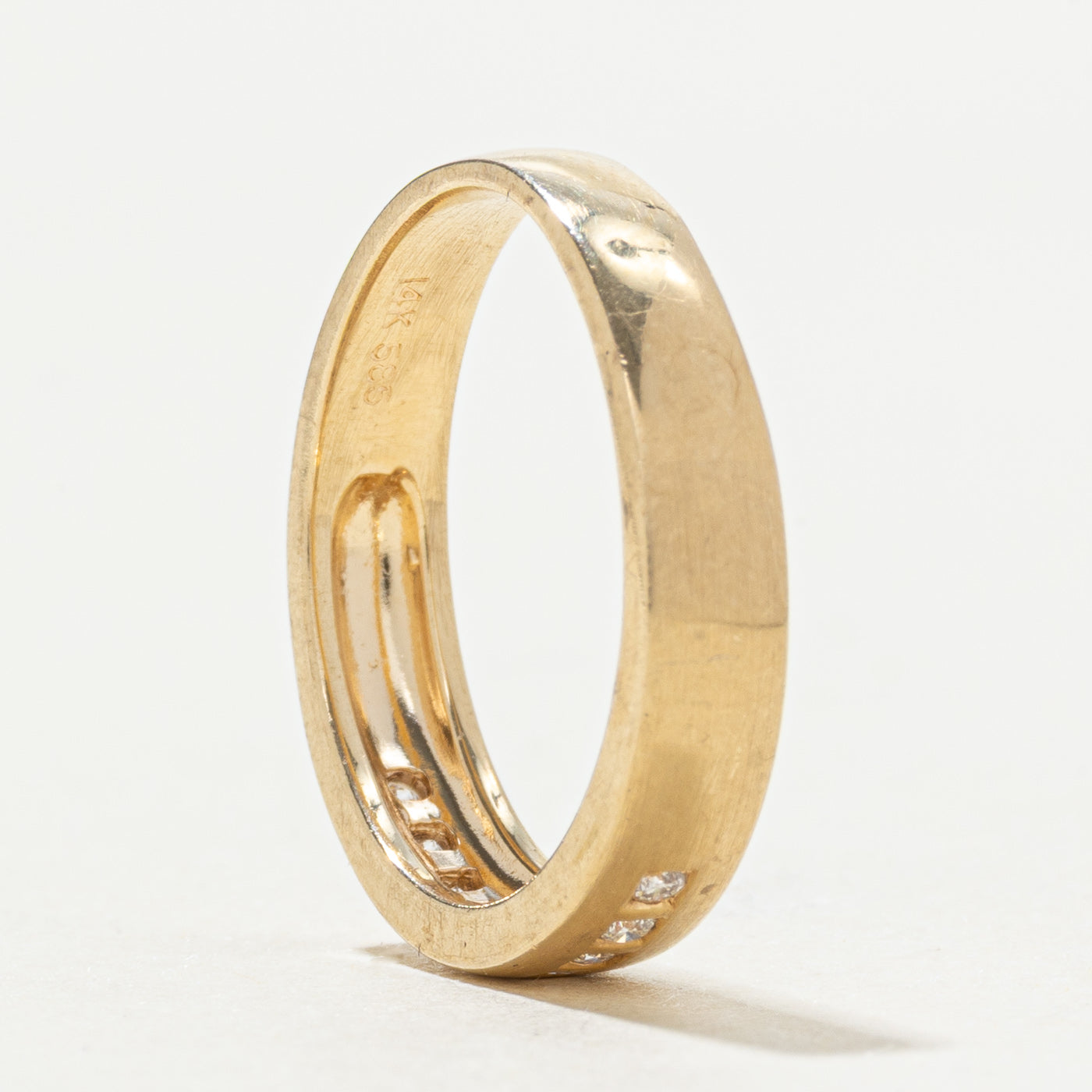 14k Semi Eternity Flush Set Diamond Band | SZ 5.5